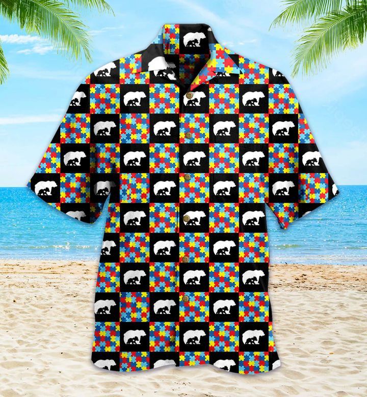 Mama Bear Autism Colorful Trendy Hawaiian Shirt 3D Summer Gifts