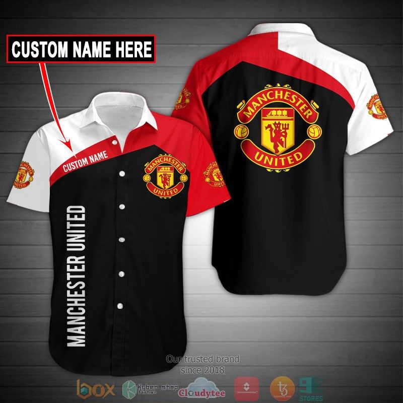 Manchester United Custom Name Black Red Hawaiian Shirt V7 Aloha Shirt