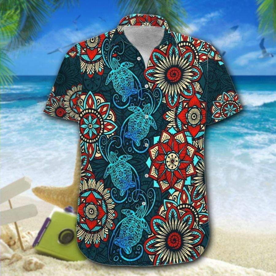 Mandala Turtle Artistry on Cool Hawaiian Shirt