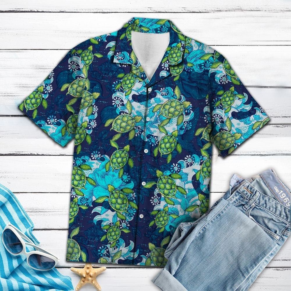 Mandala Turtle Flower Artistry on Hawaiian Shirt for Aficionados