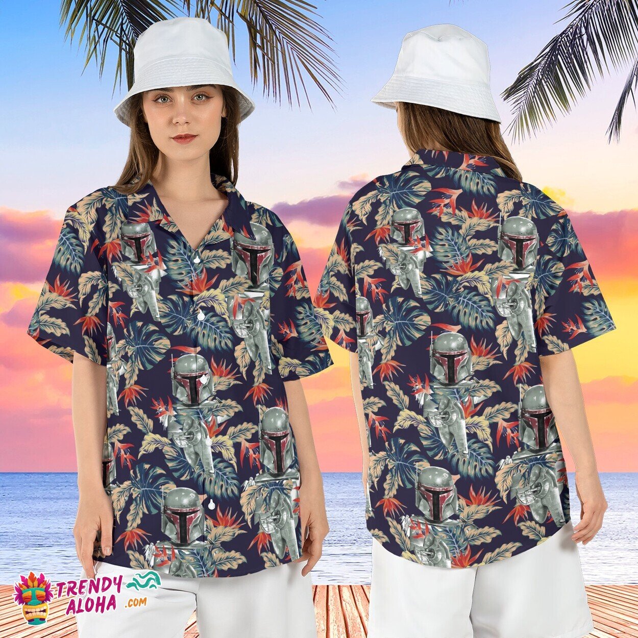 Mandalorian Tropical Bounty Hunter Star Wars Beach Aloha Top