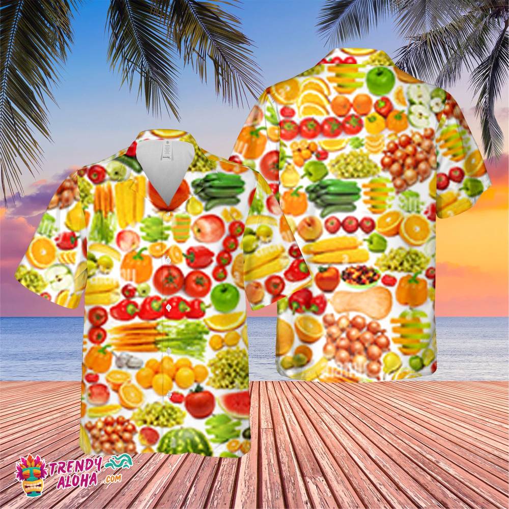 Many Fruits And Vegetables Trending Hawaiian Shirt, Summer Vacation Hawaiian Shirt