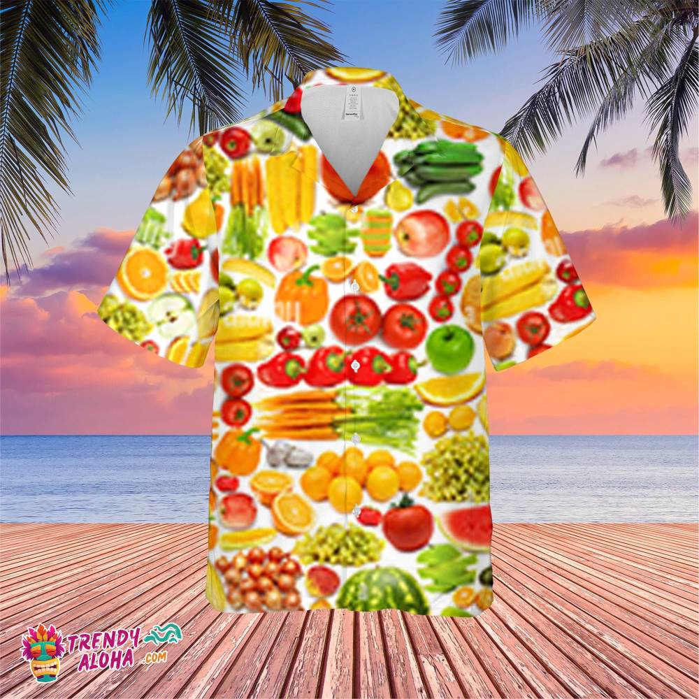 Many Fruits And Vegetables Trending Hawaiian Shirt, Summer Vacation Hawaiian Shirt