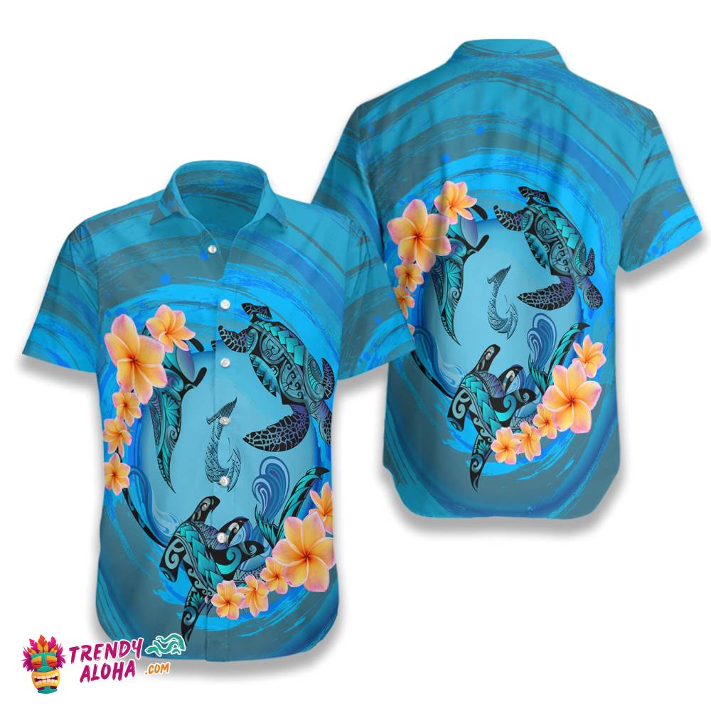 Marquesas Islands Blue Plumeria Animal Tattoo Hawaiian Shirt Marquesas Islands Blue Plumeria Animal Tattoo Hawaiian Shirt