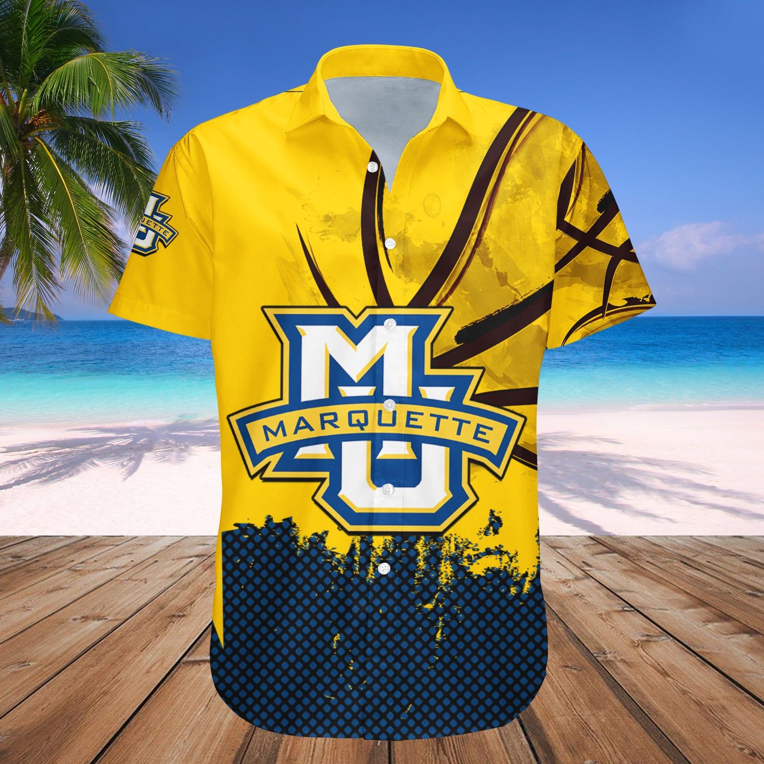 Marquette Golden Eagles Hawaii Shirt Basketball Net Grunge Pattern – NCAA