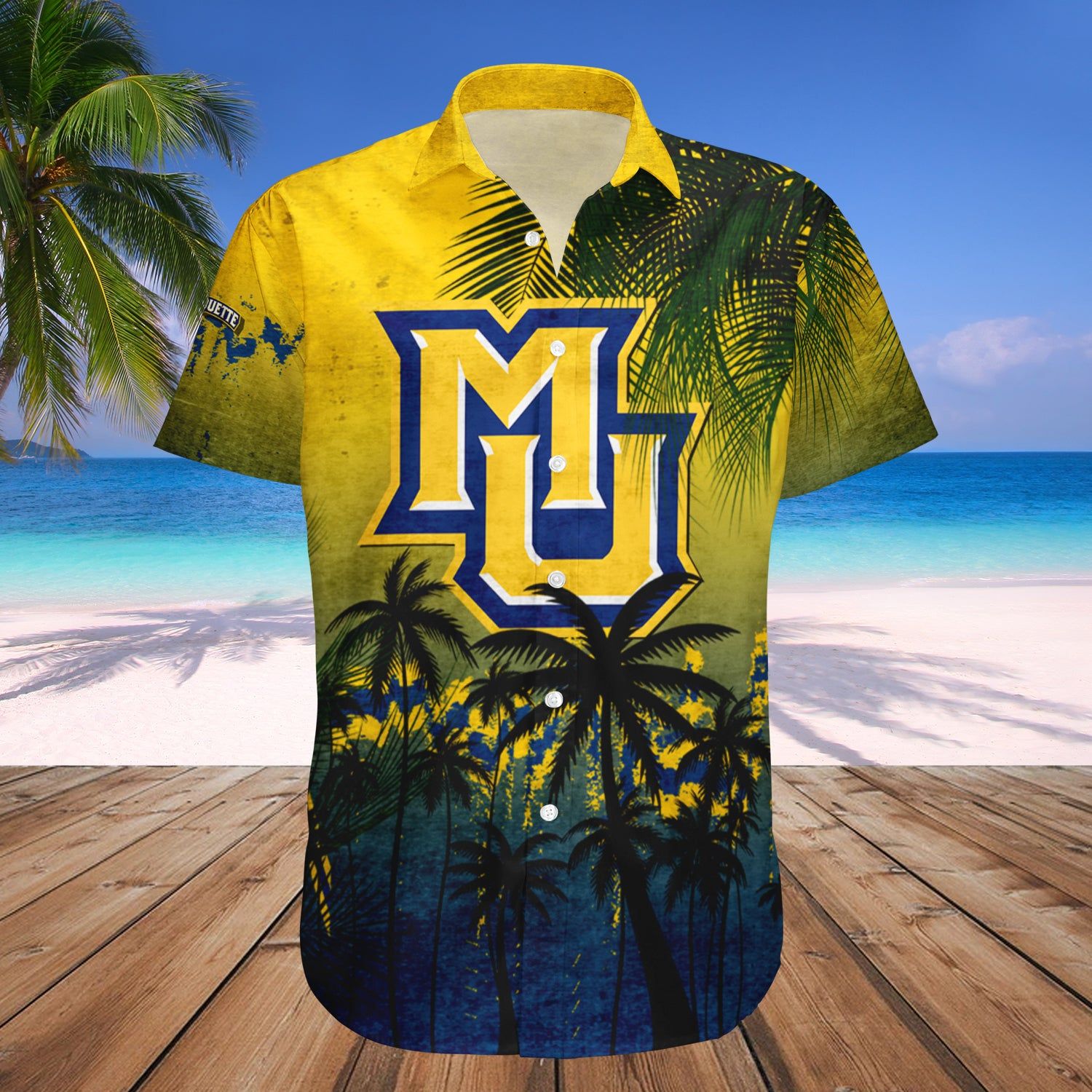 Marquette Golden Eagles Hawaii Shirt Coconut Tree Tropical Grunge – NCAA
