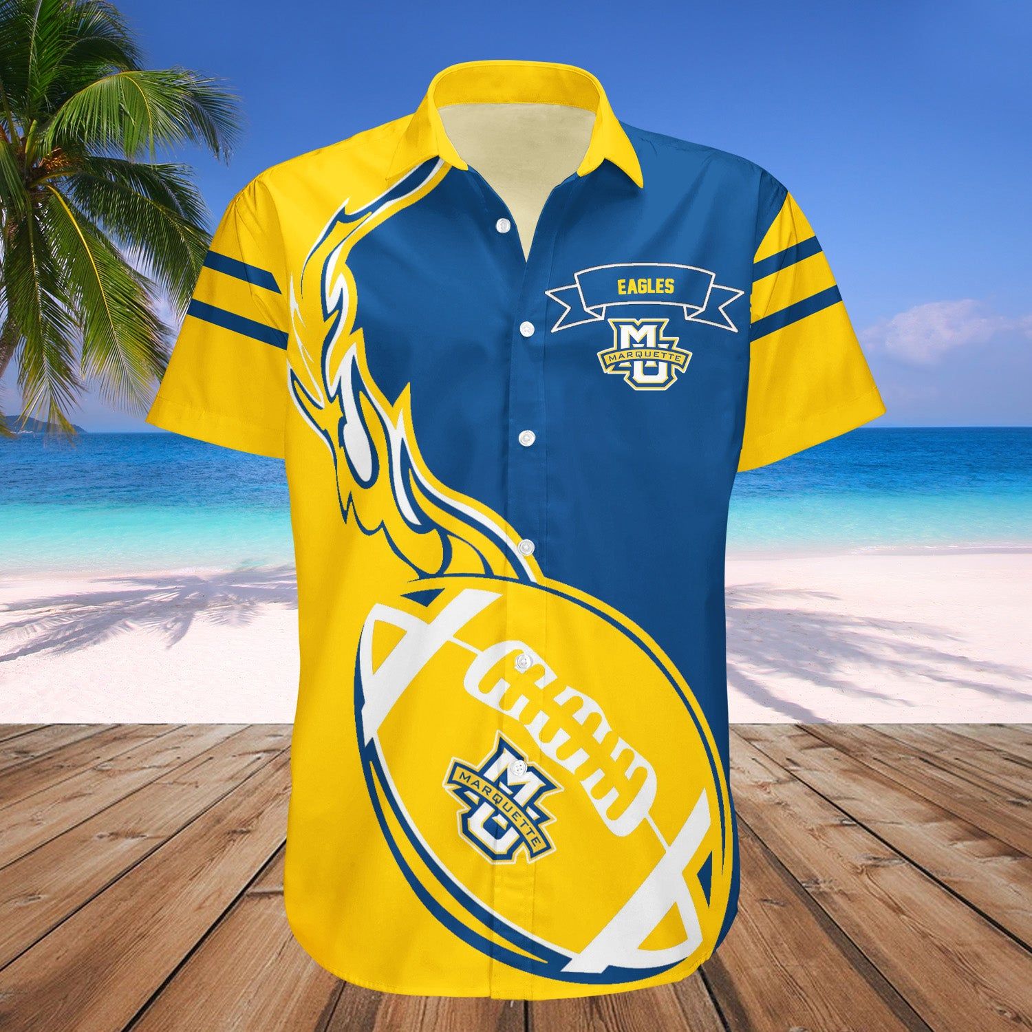 Marquette Golden Eagles Hawaii Shirt Flame Ball – NCAA