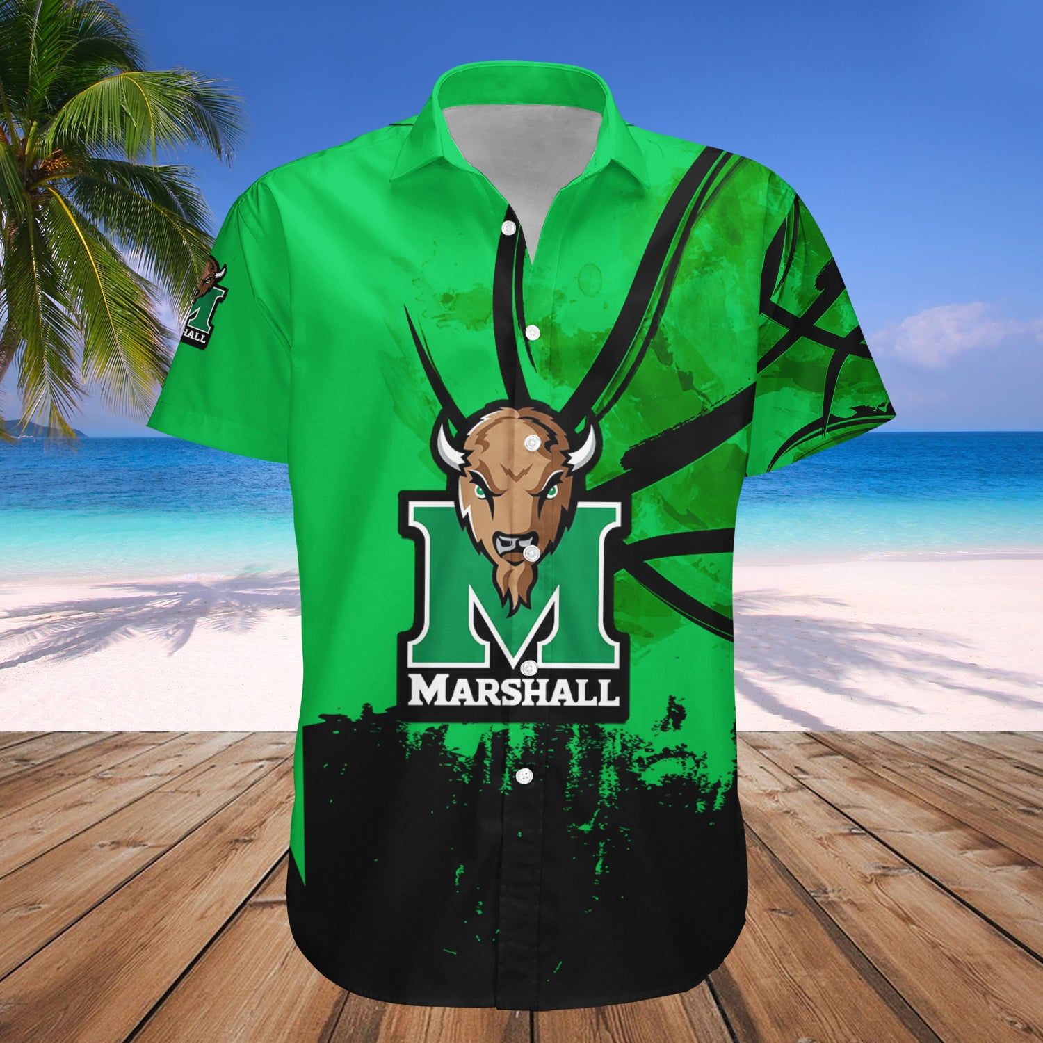 Marshall Thundering Herd Hawaii Shirt Basketball Net Grunge Pattern – NCAA