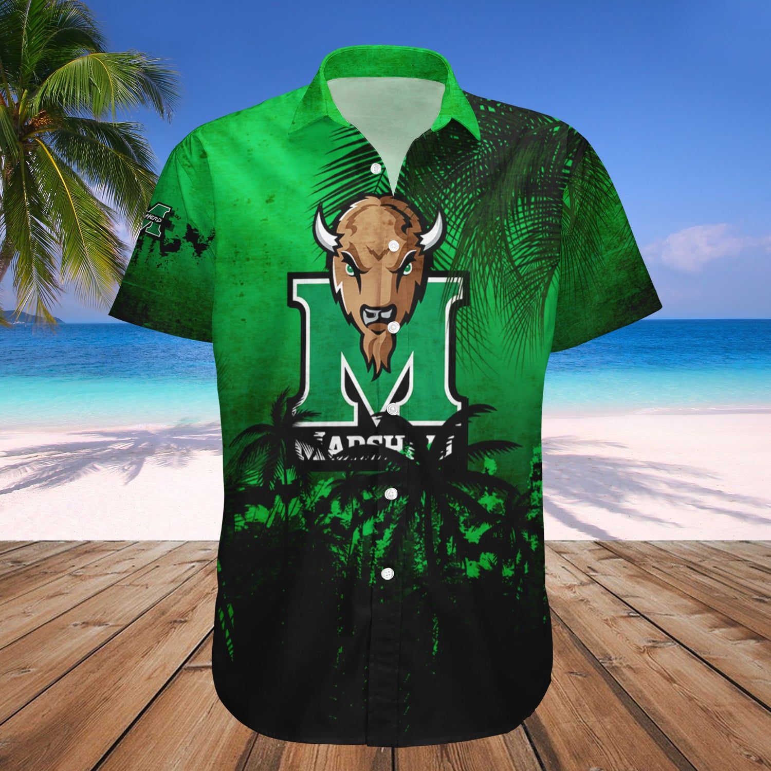 Marshall Thundering Herd Hawaii Shirt Coconut Tree Tropical Grunge – NCAA