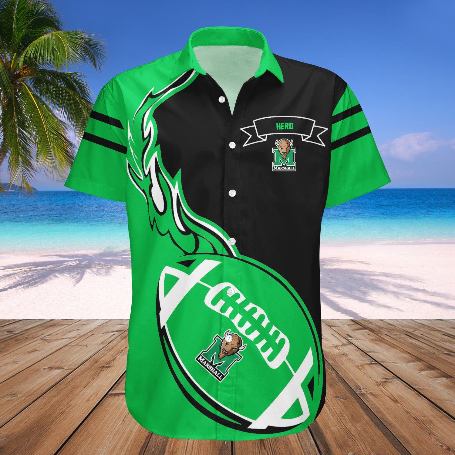 Marshall Thundering Herd Hawaii Shirt Flame Ball – NCAA