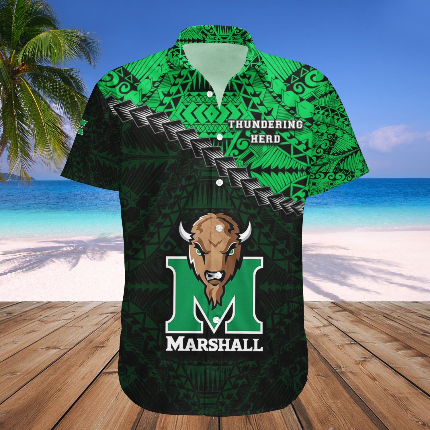 Marshall Thundering Herd Hawaii Shirt Grunge Polynesian Tattoo – NCAA