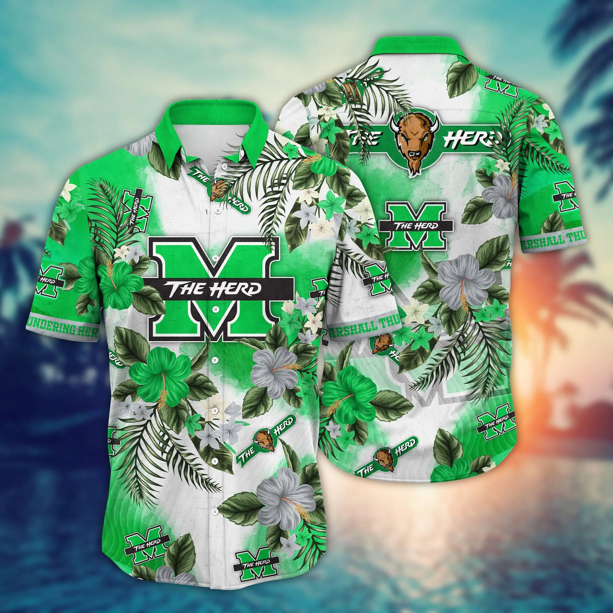 Marshall Thundering Herd NCAA Hawaiian Shirt Beer Gardenstime Aloha Shirt