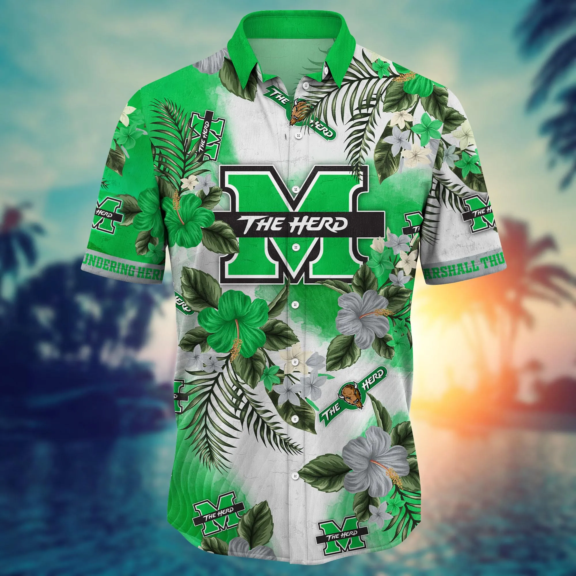 Marshall Thundering Herd NCAA Hawaiian Shirt Beer Gardenstime Aloha Shirt