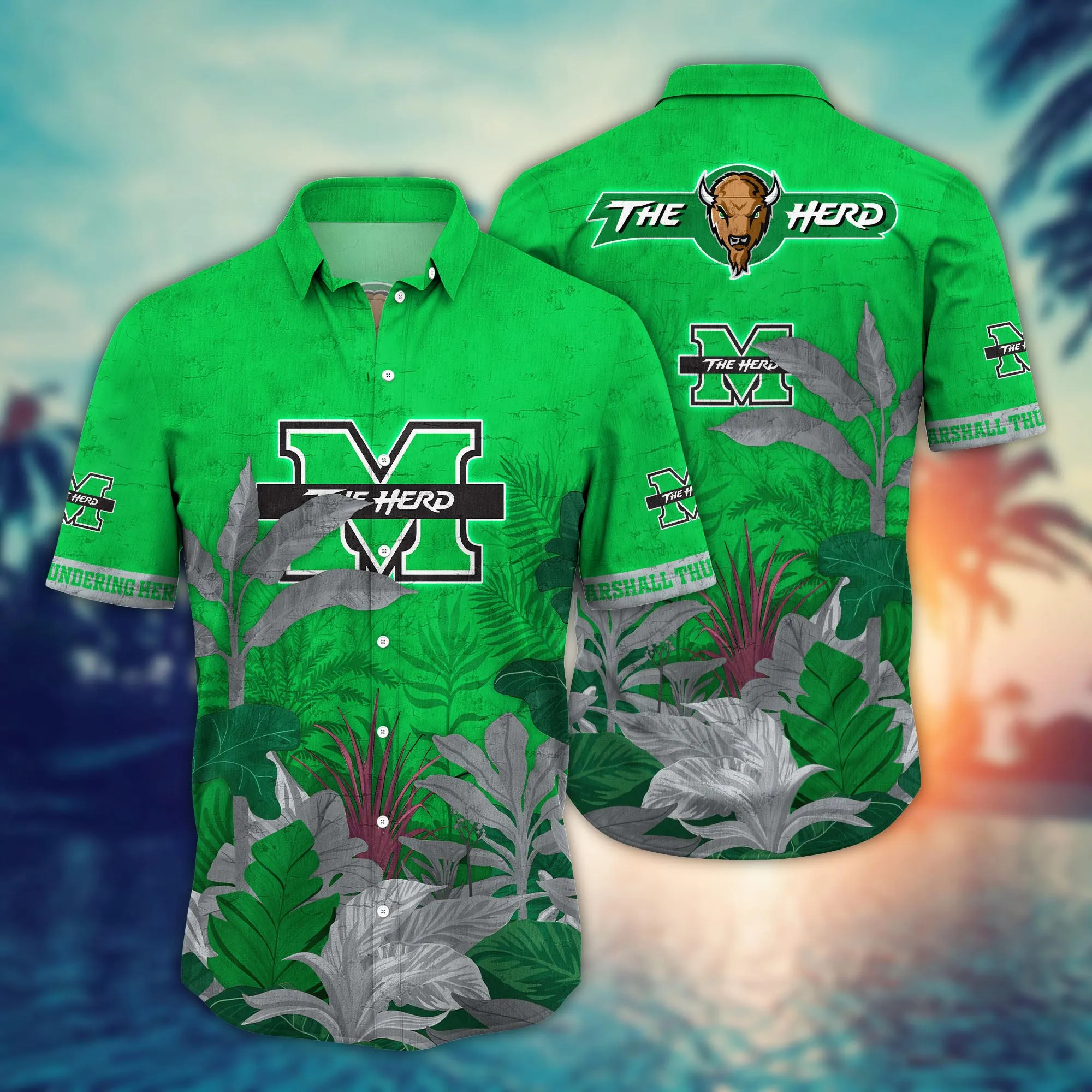 Marshall Thundering Herd NCAA Hawaiian Shirt Break Aloha Shirt Marshall Thundering Herd NCAA Hawaiian Shirt Break Aloha Shirt