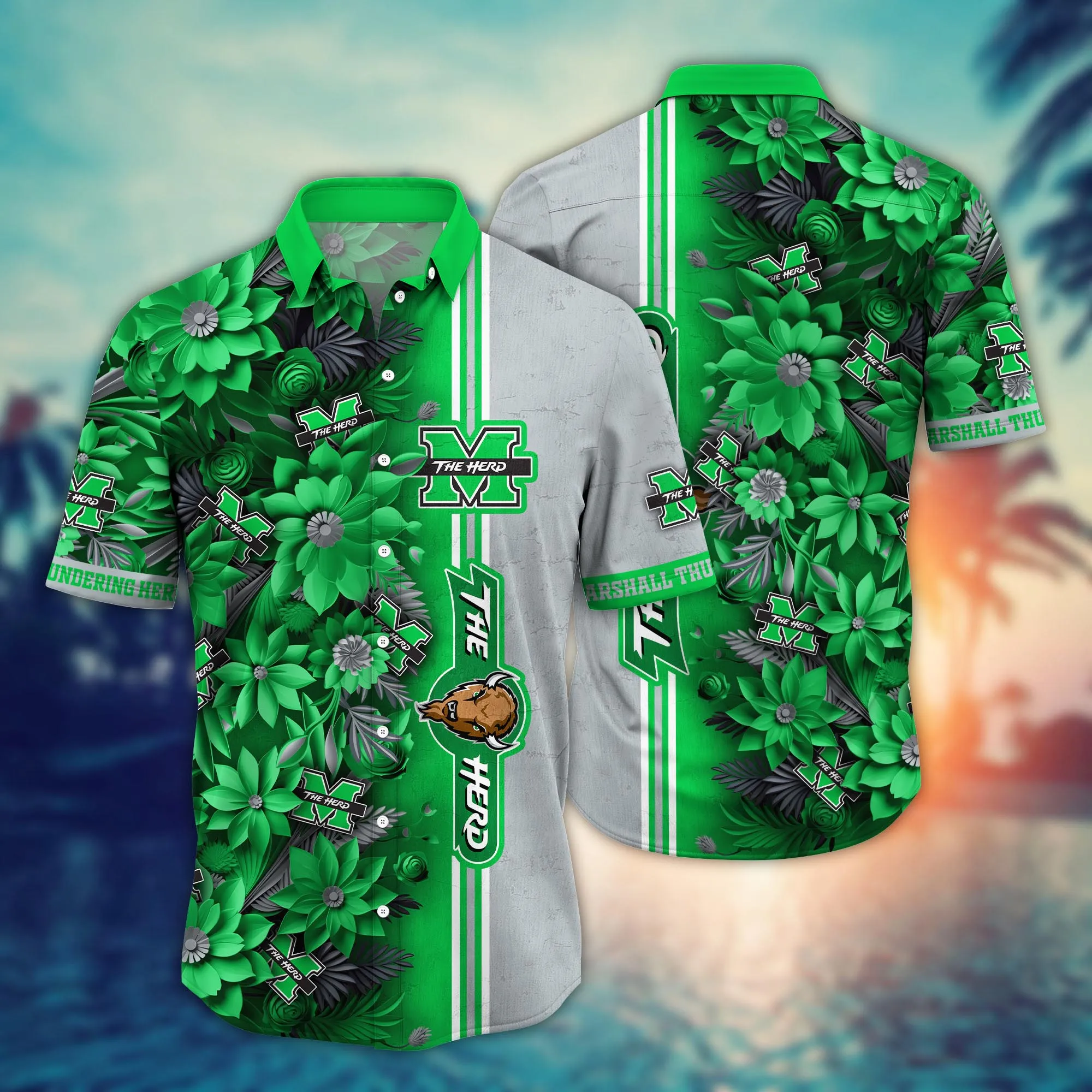 Marshall Thundering Herd NCAA Hawaiian Shirt Custom Water Sports Aloha Shirt Marshall Thundering Herd NCAA Hawaiian Shirt Custom Water Sports Aloha Shirt