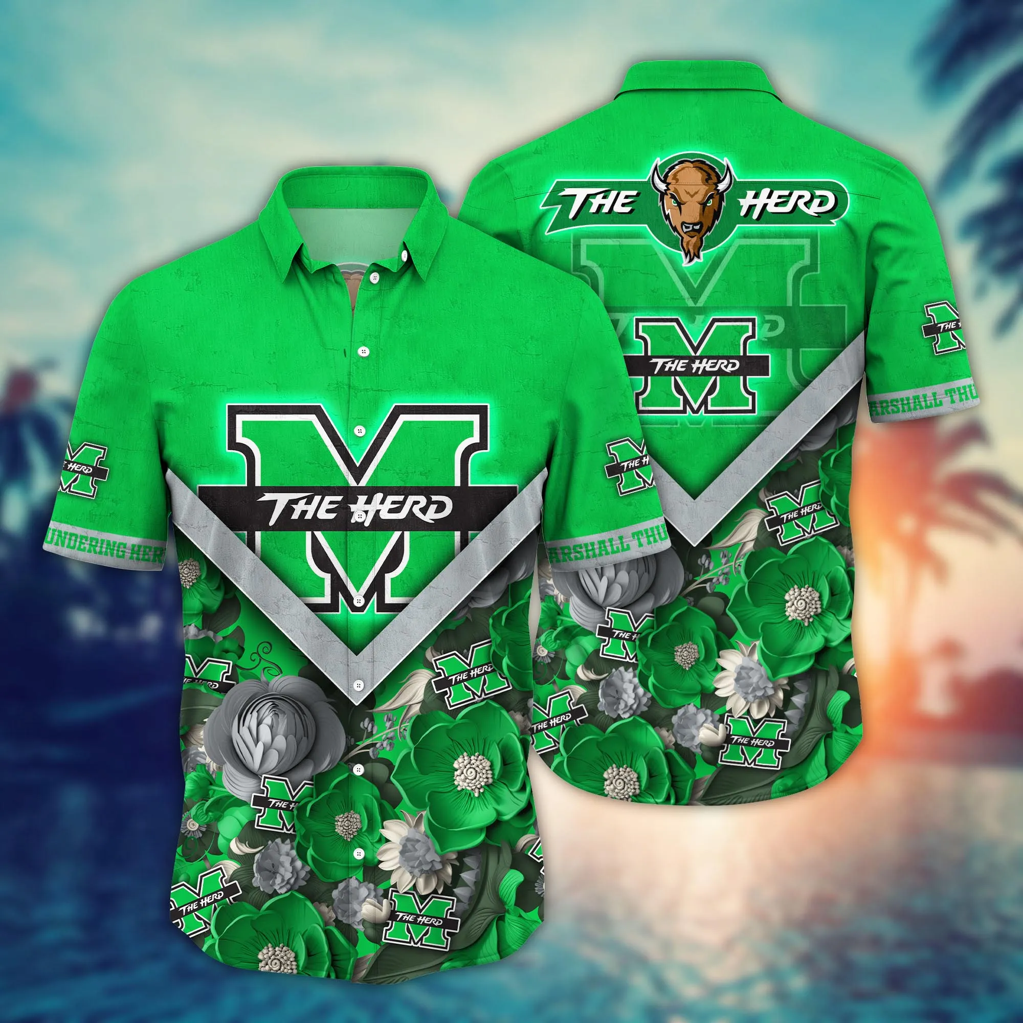 Marshall Thundering Herd NCAA Hawaiian Shirt Custom Watermelons Aloha Shirt Marshall Thundering Herd NCAA Hawaiian Shirt Custom Watermelons Aloha Shirt