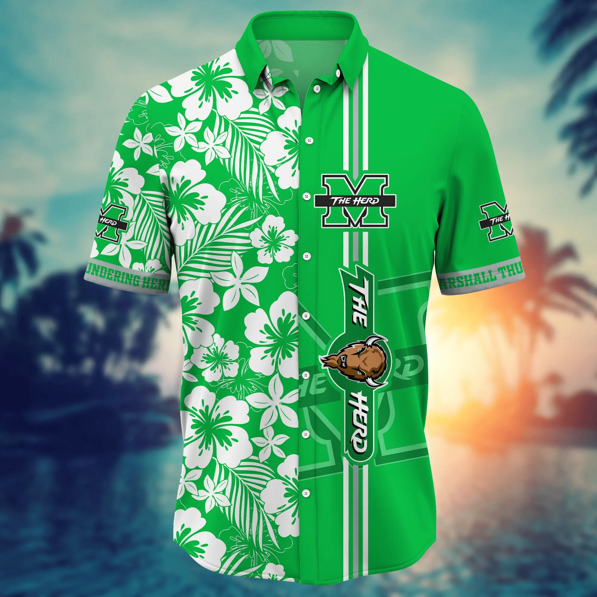 Marshall Thundering Herd NCAA Hawaiian Shirt Fresh Mowed Lawnstime Aloha Shirt
