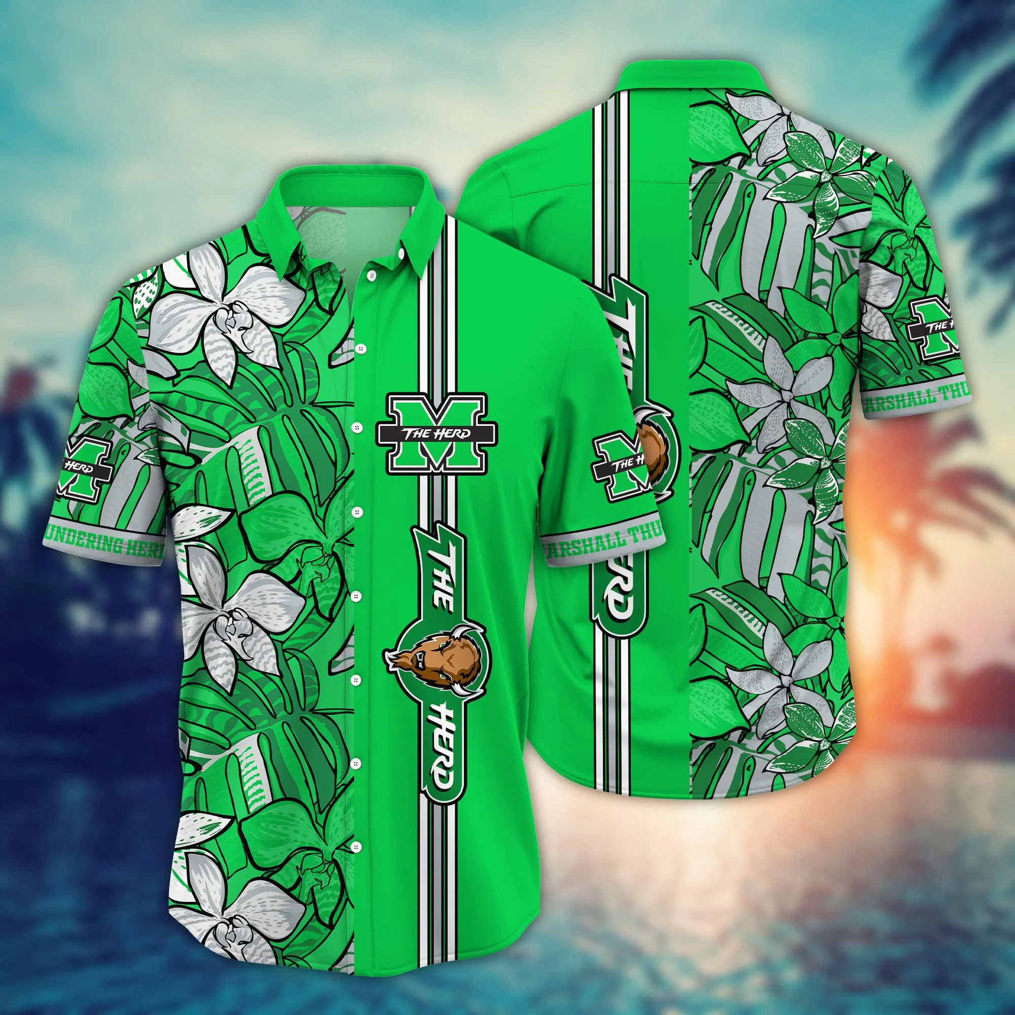 Marshall Thundering Herd NCAA Hawaiian Shirt Ocean Waves Aloha Shirt