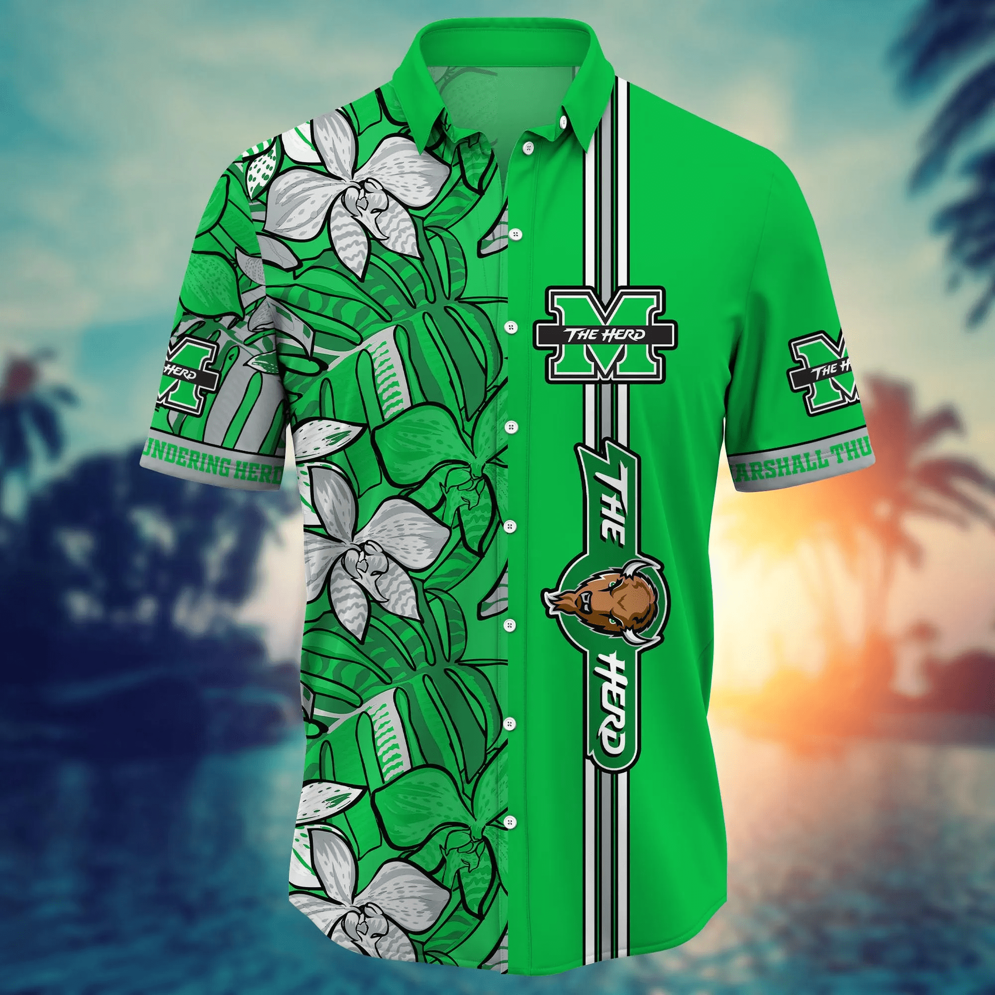 Marshall Thundering Herd NCAA Hawaiian Shirt Ocean Waves Aloha Shirt