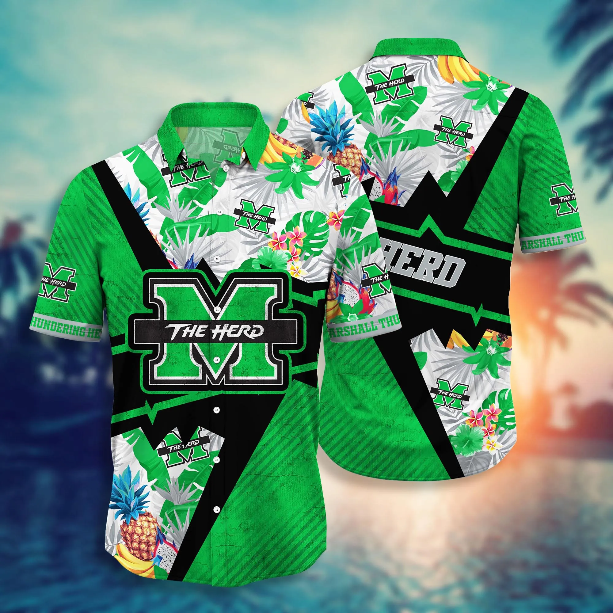 Marshall Thundering Herd NCAA Hawaiian Shirt Pool Parties Aloha Shirt Marshall Thundering Herd NCAA Hawaiian Shirt Pool Parties Aloha Shirt