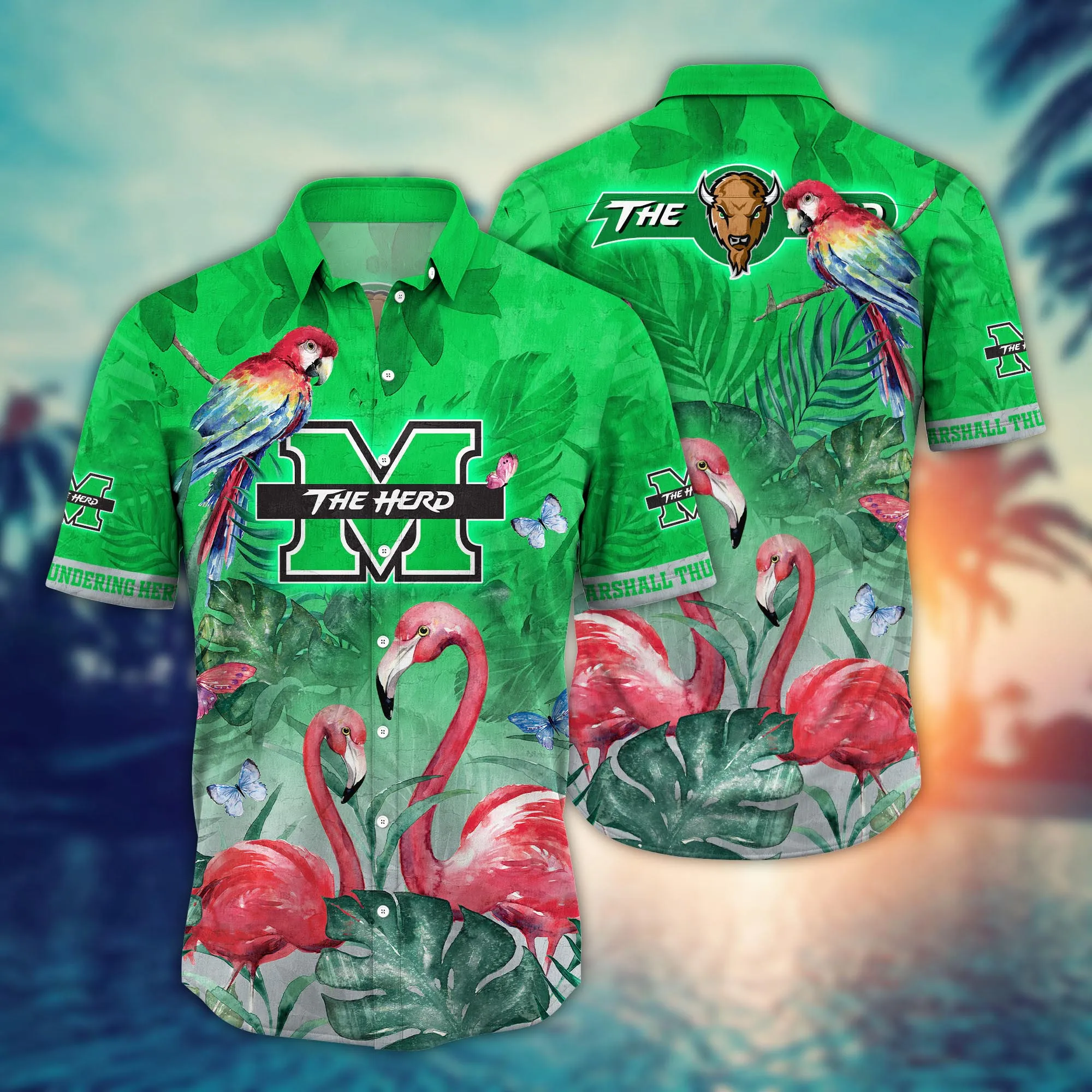 Marshall Thundering Herd NCAA Hawaiian Shirt Sandals Aloha Shirt Marshall Thundering Herd NCAA Hawaiian Shirt Sandals Aloha Shirt