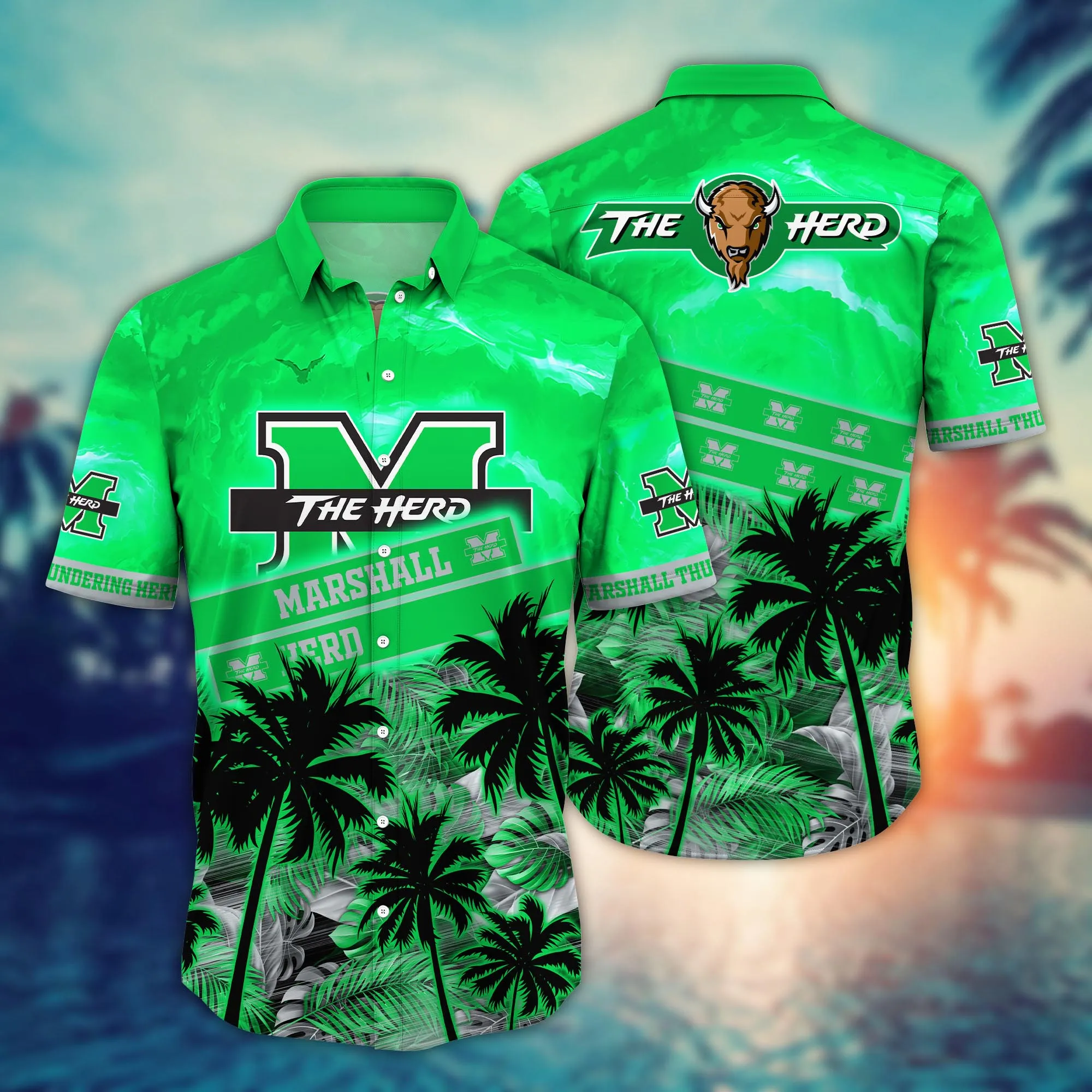 Marshall Thundering Herd NCAA Hawaiian Shirt Seaside Aloha Shirt