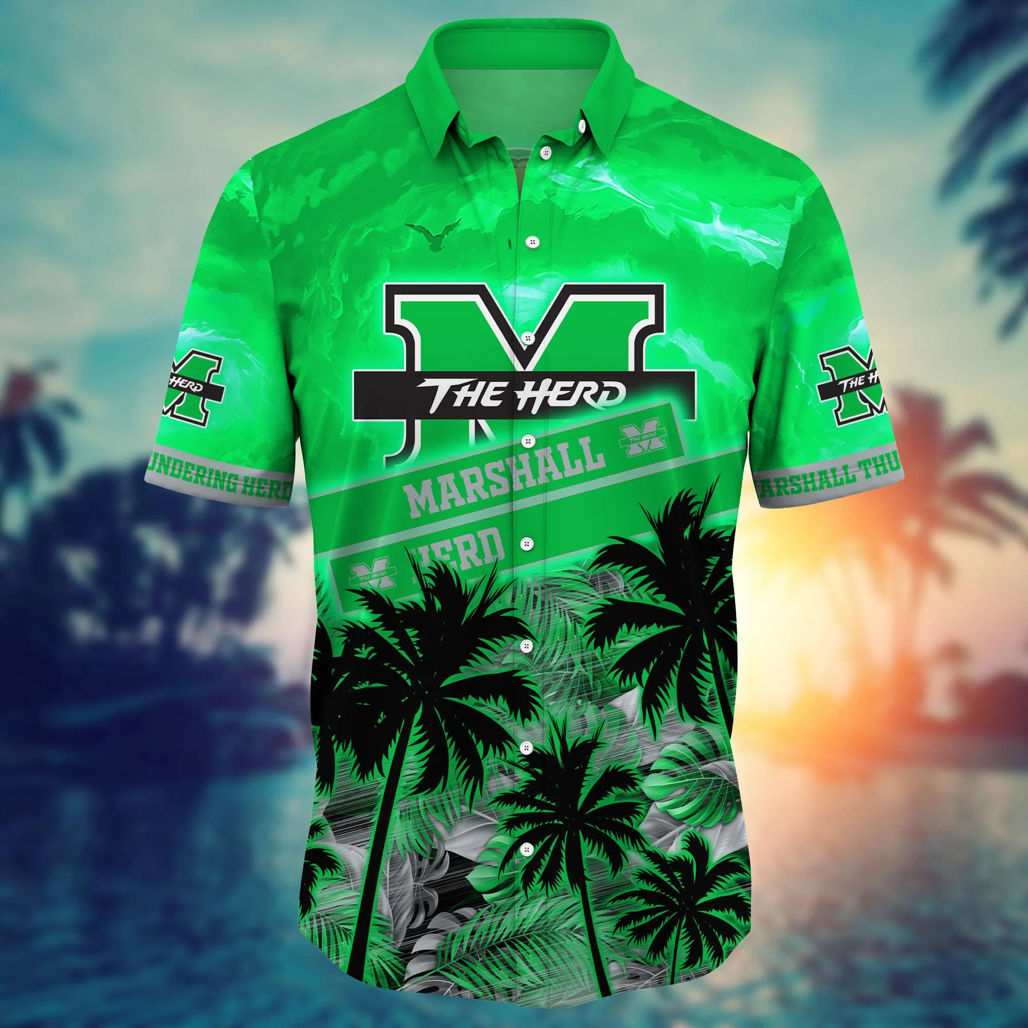 Marshall Thundering Herd NCAA Hawaiian Shirt Seaside Aloha Shirt