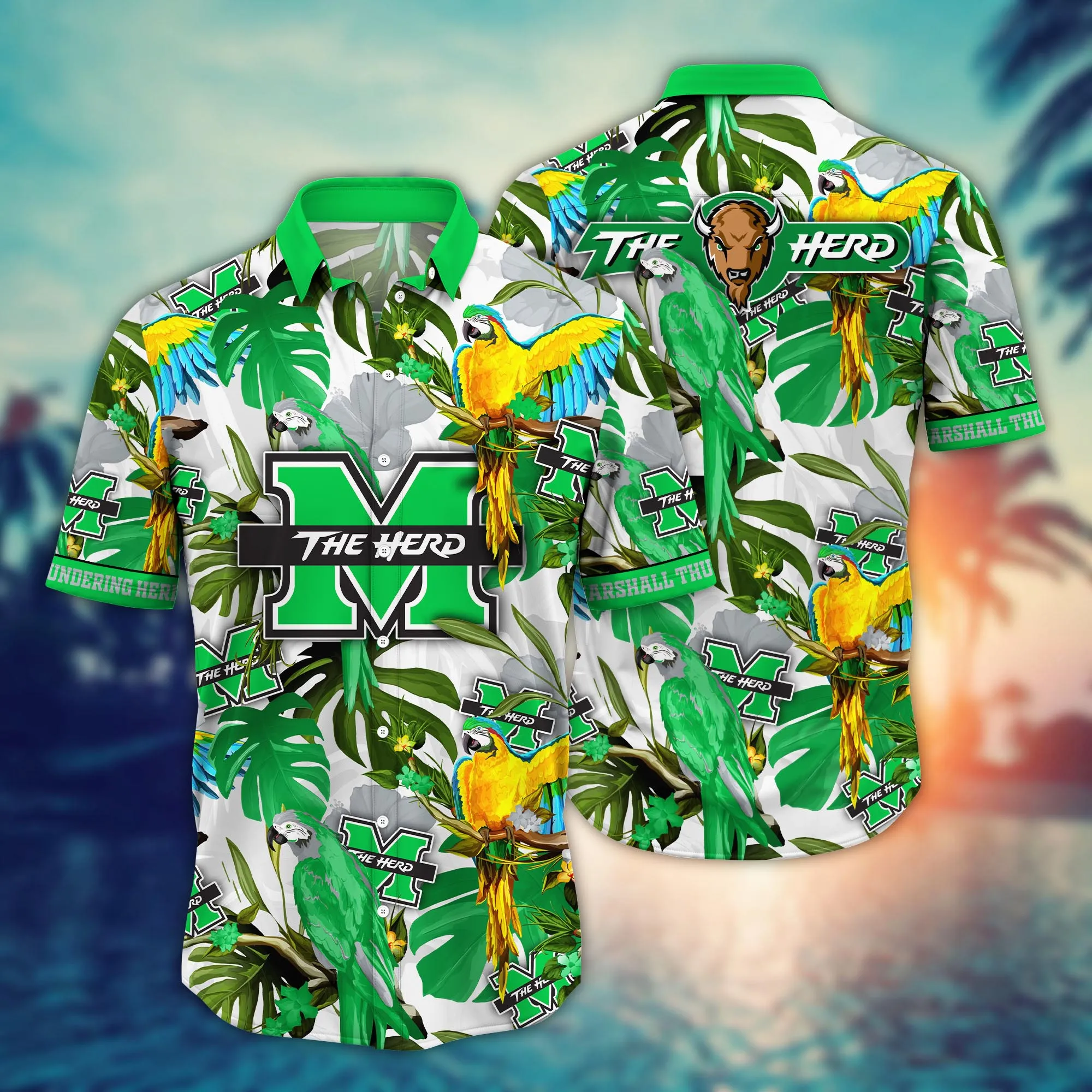 Marshall Thundering Herd NCAA Hawaiian Shirt Shortstime Aloha Shirt Marshall Thundering Herd NCAA Hawaiian Shirt Shortstime Aloha Shirt