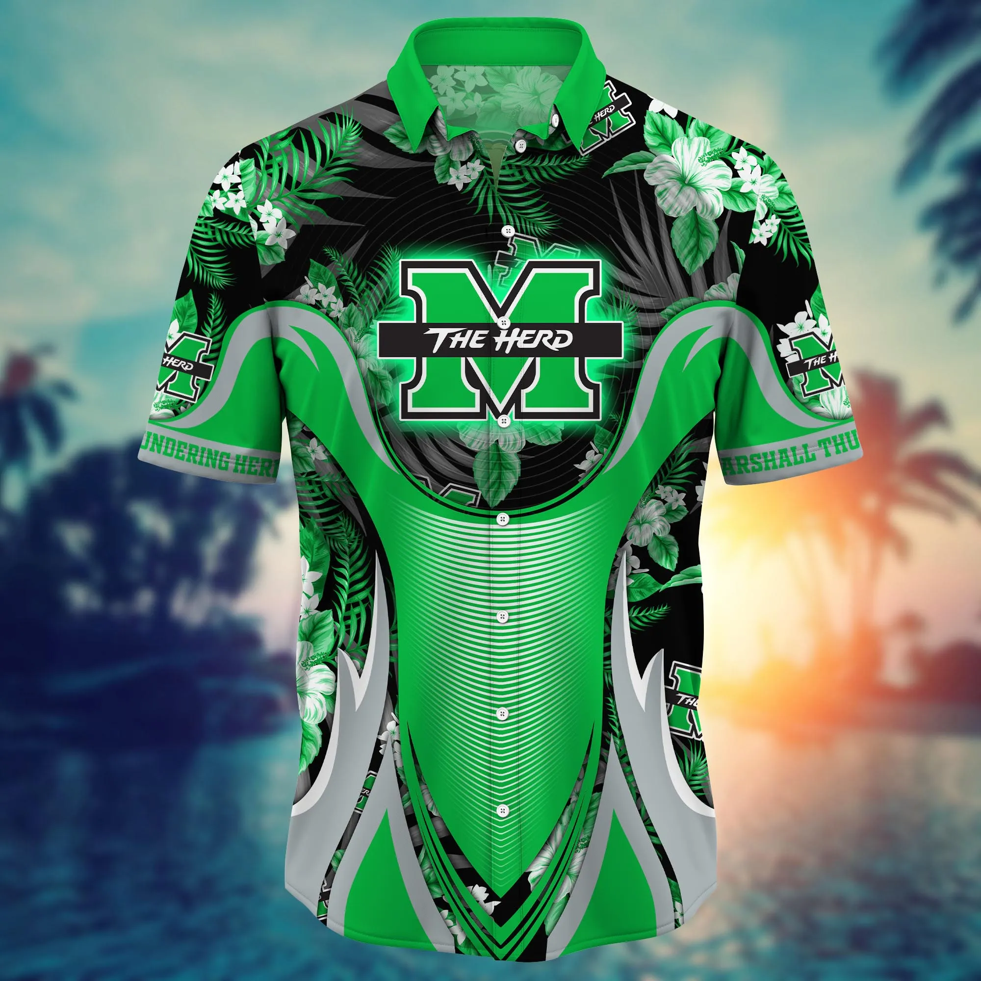 Marshall Thundering Herd NCAA Hawaiian Shirt Sun-Up Aloha Shirt