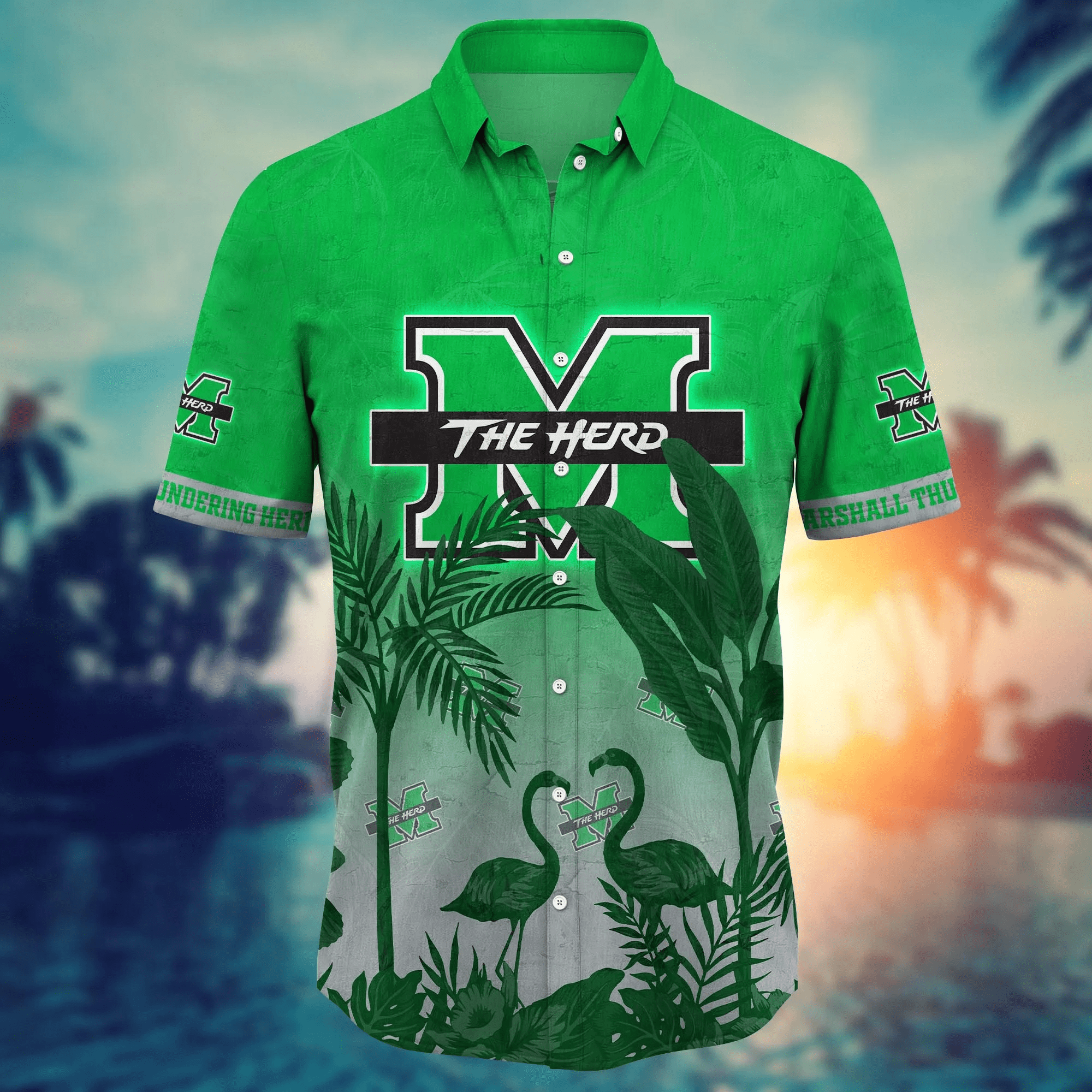 Marshall Thundering Herd NCAA Hawaiian Shirt Sunningtime Aloha Shirt