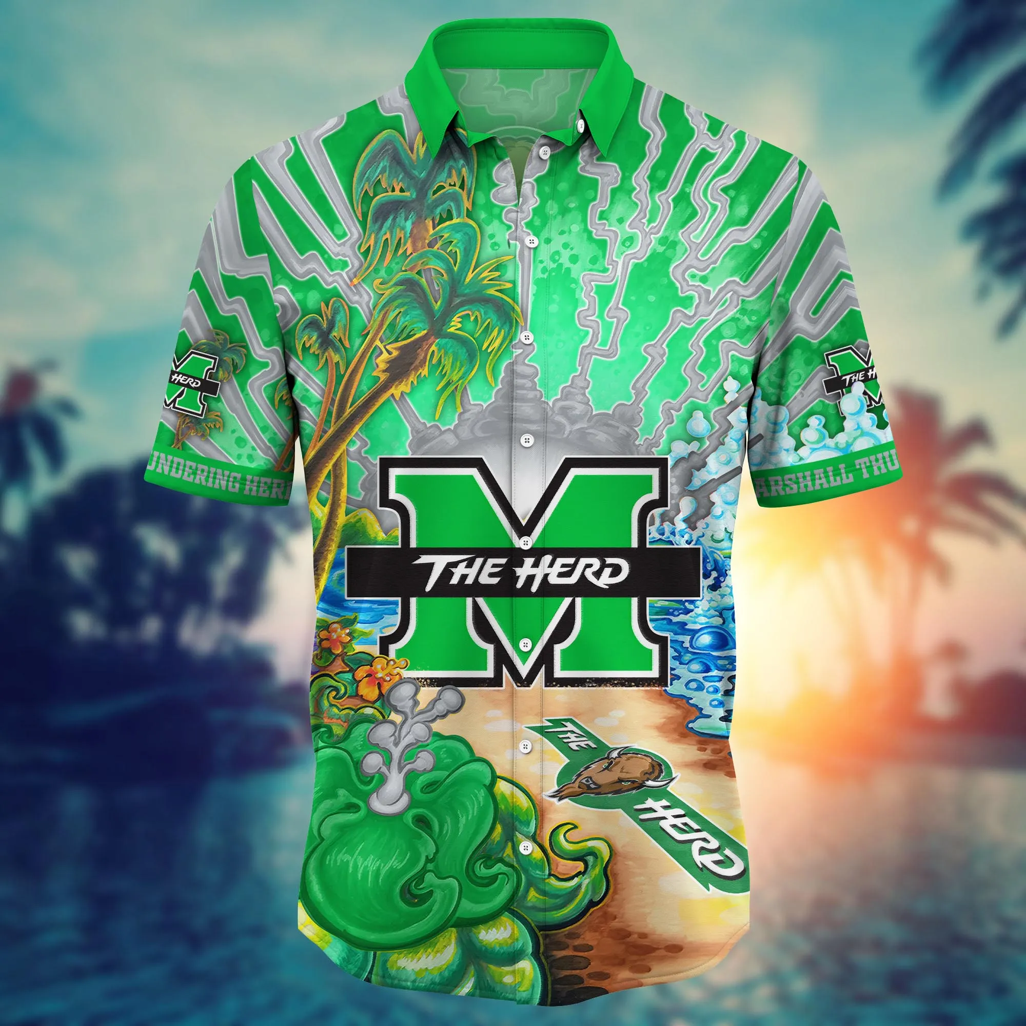 Marshall Thundering Herd NCAA Hawaiian Shirt Surfingtime Aloha Shirt