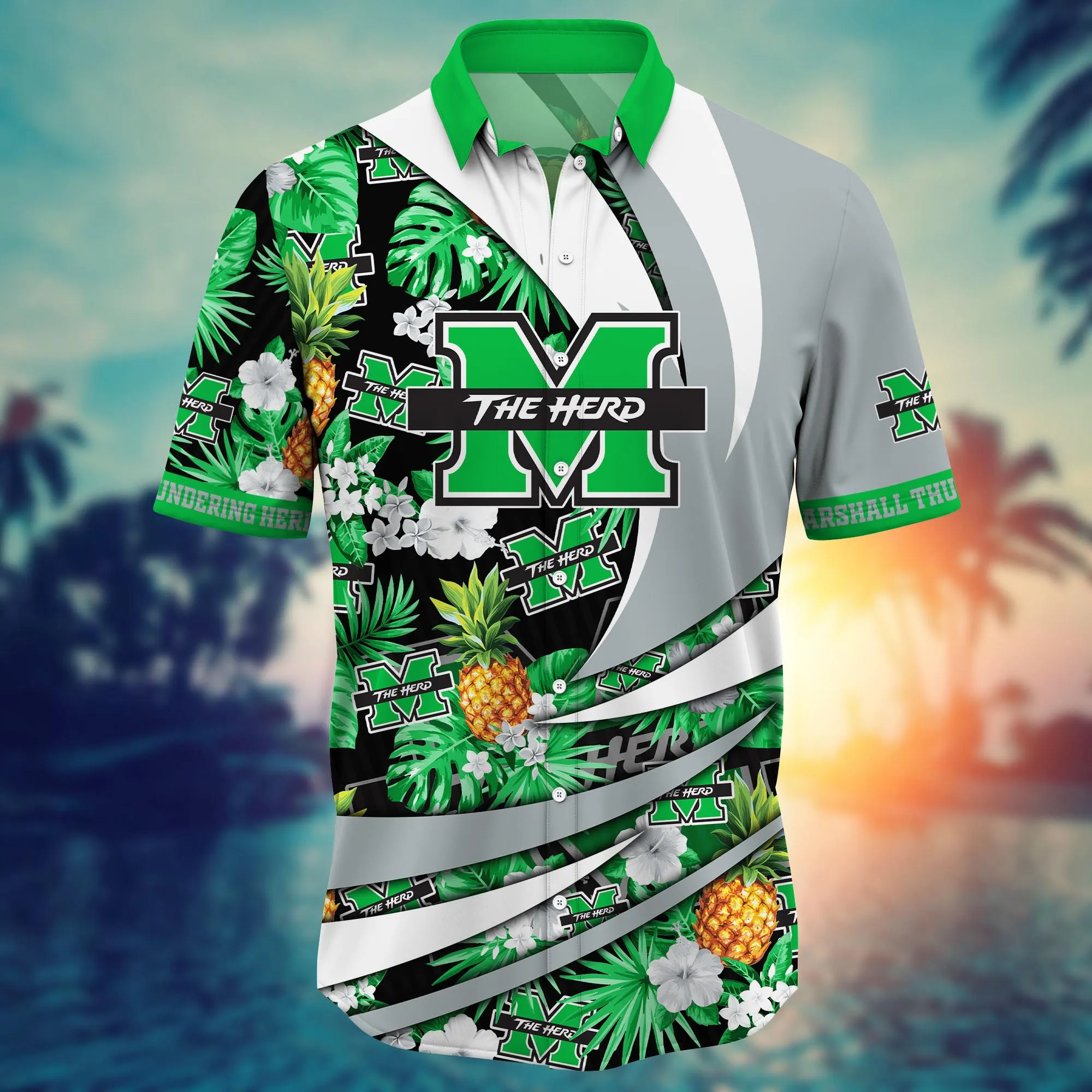 Marshall Thundering Herd NCAA Hawaiian Shirt Warm Nights Aloha Shirt