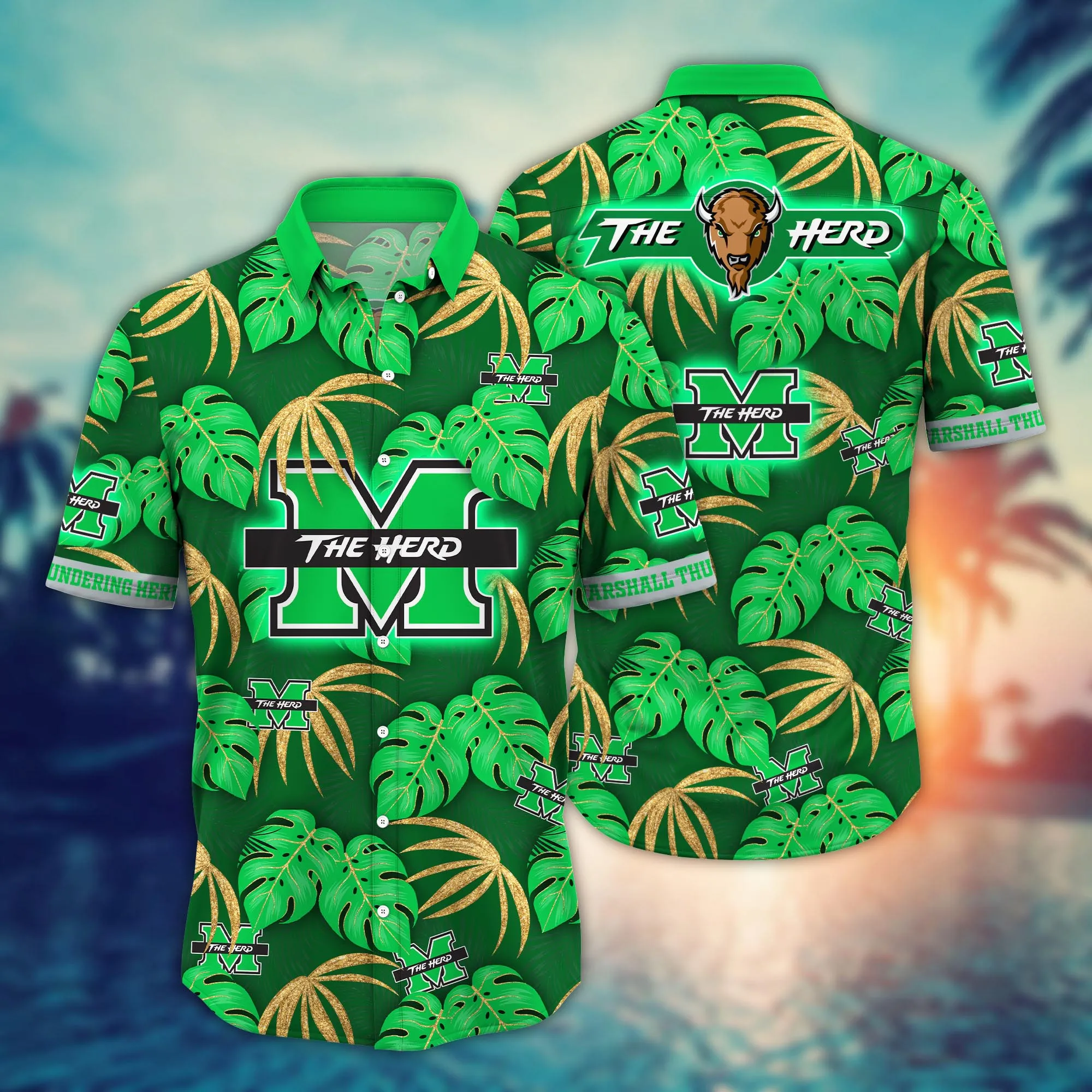 Marshall Thundering Herd NCAA Hawaiian Shirt Warm Season Aloha Shirt Marshall Thundering Herd NCAA Hawaiian Shirt Warm Season Aloha Shirt