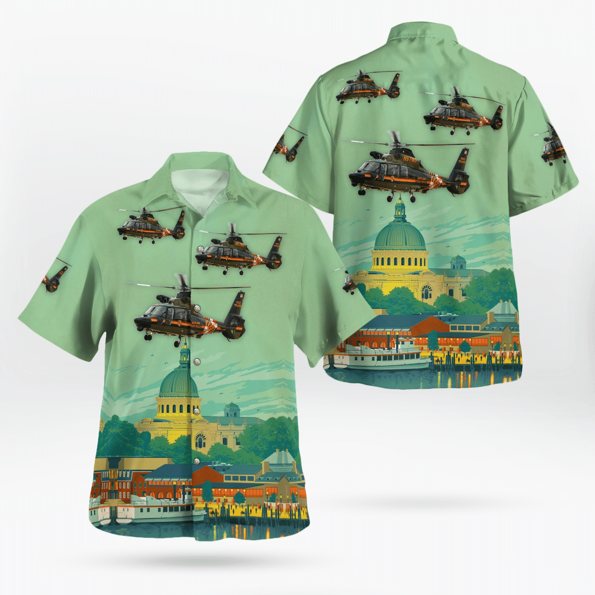 Maryland State Police Aerospatiale Sa-365N-1 Dauphin 2 Hawaiian Shirt