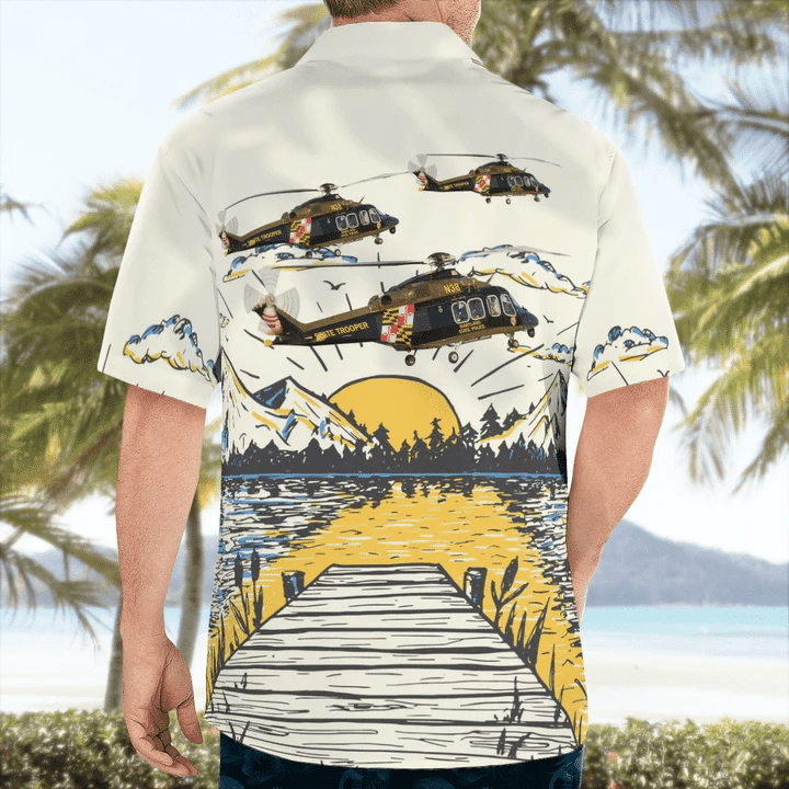 Maryland State Police Trooper 1 Helicopter Trendy Hawaiian Shirt, Usa Patriotic Trendy Hawaiian Shirt