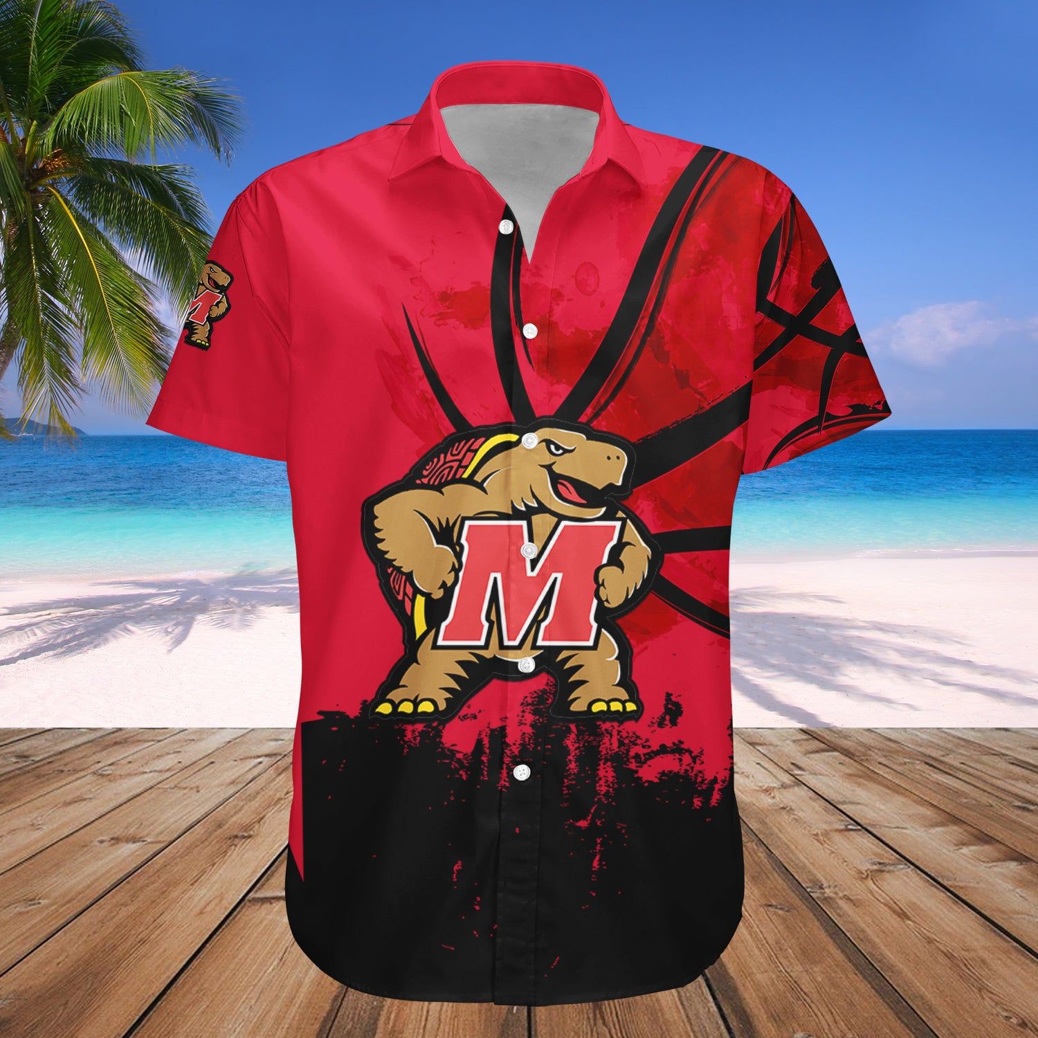 Maryland Terrapins Hawaii Shirt Basketball Net Grunge Pattern – NCAA