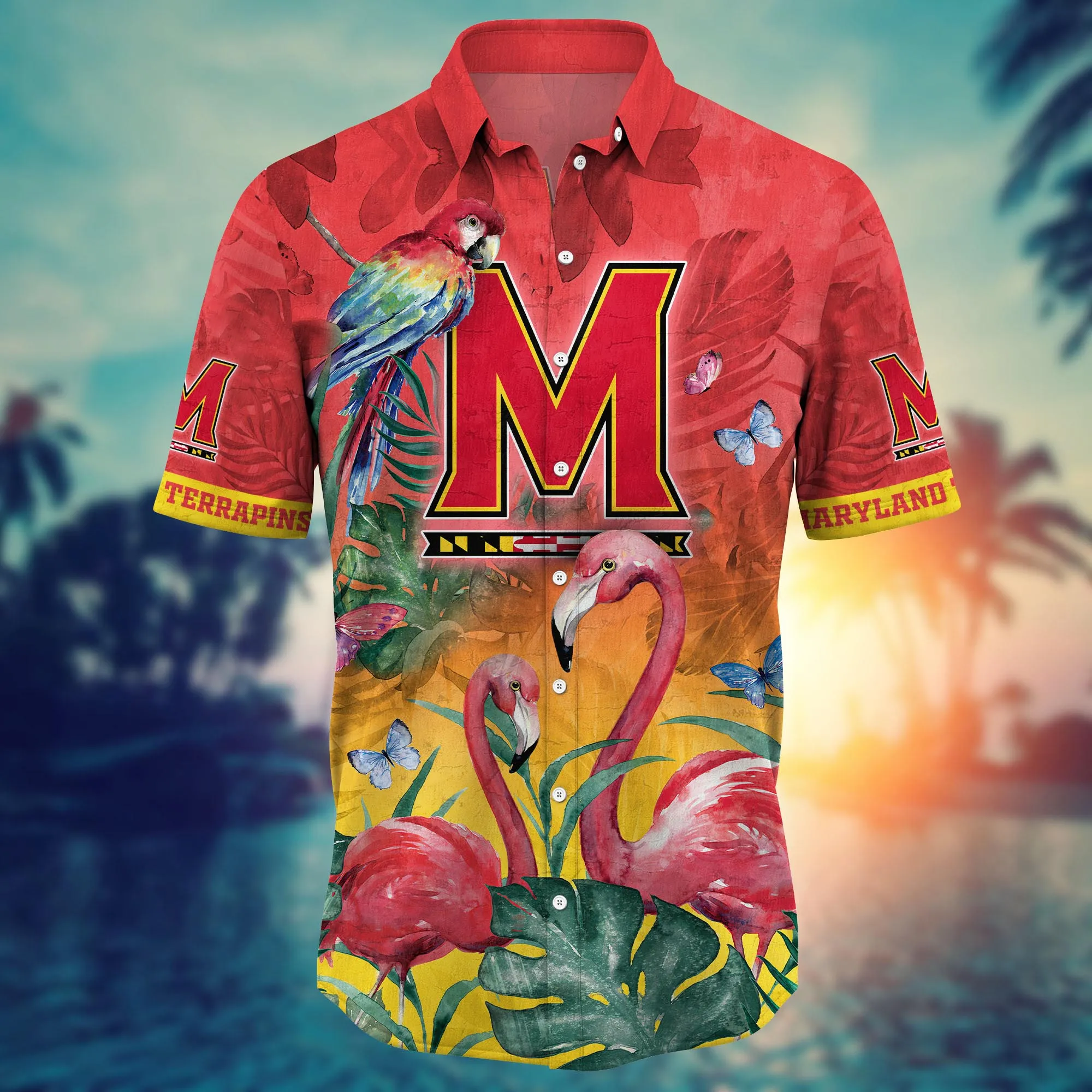 Maryland Terrapins NCAA Hawaiian Shirt Blooming Flowers Aloha Shirt