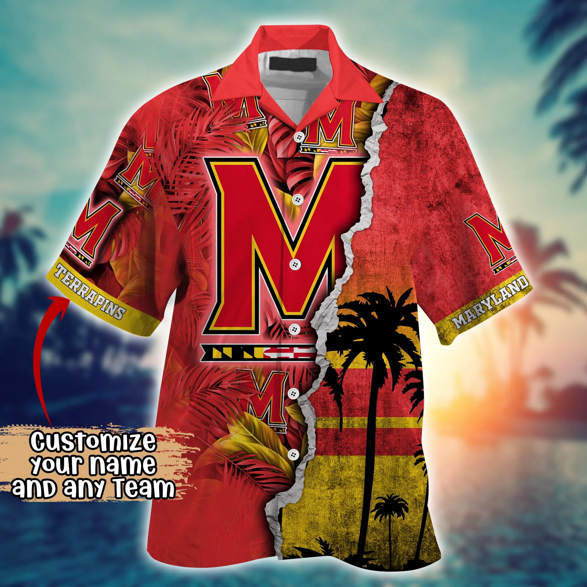 Maryland Terrapins NCAA Hawaiian Shirt Custom Warm Nights Aloha Shirt