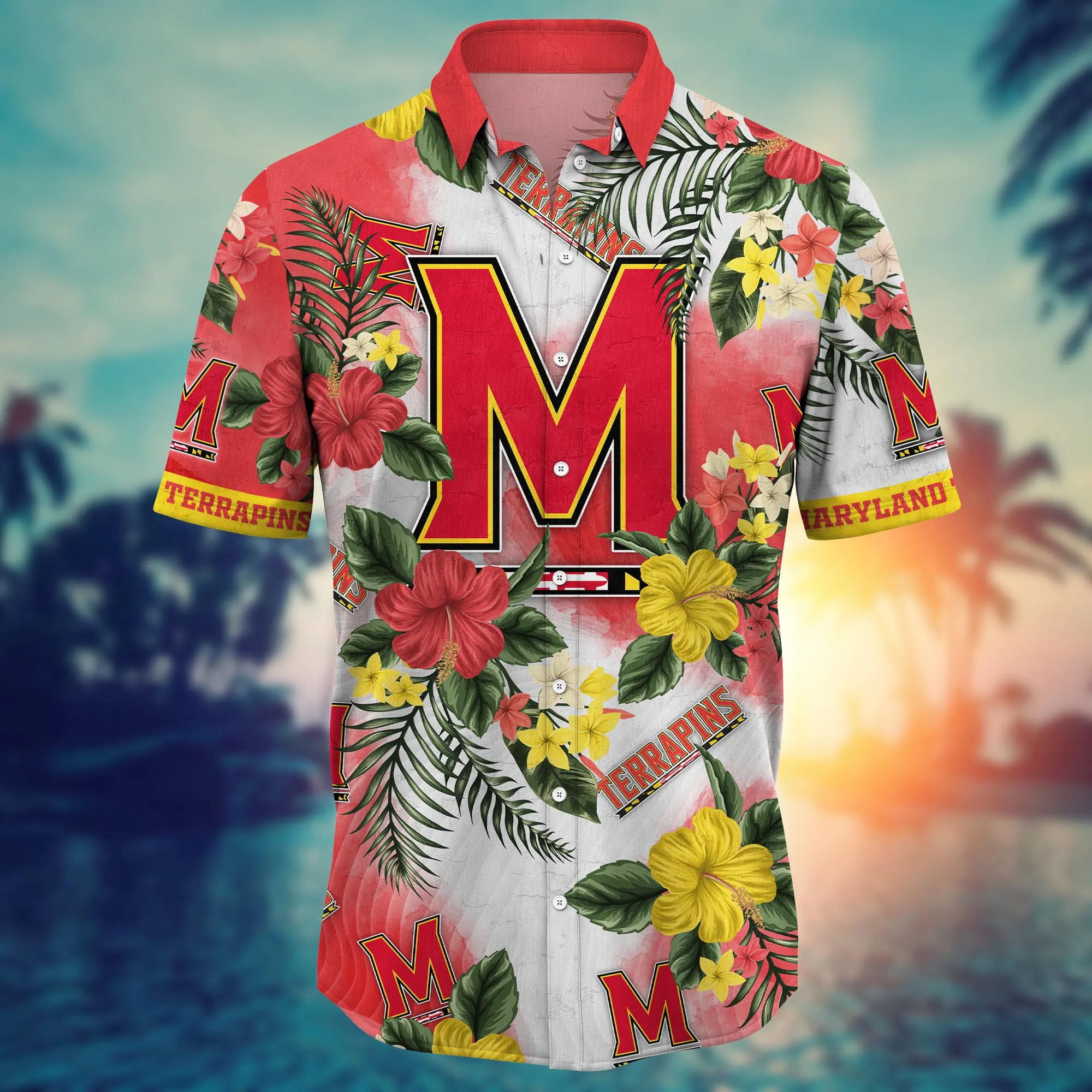 Maryland Terrapins NCAA Hawaiian Shirt Evening Strollstime Aloha Shirt