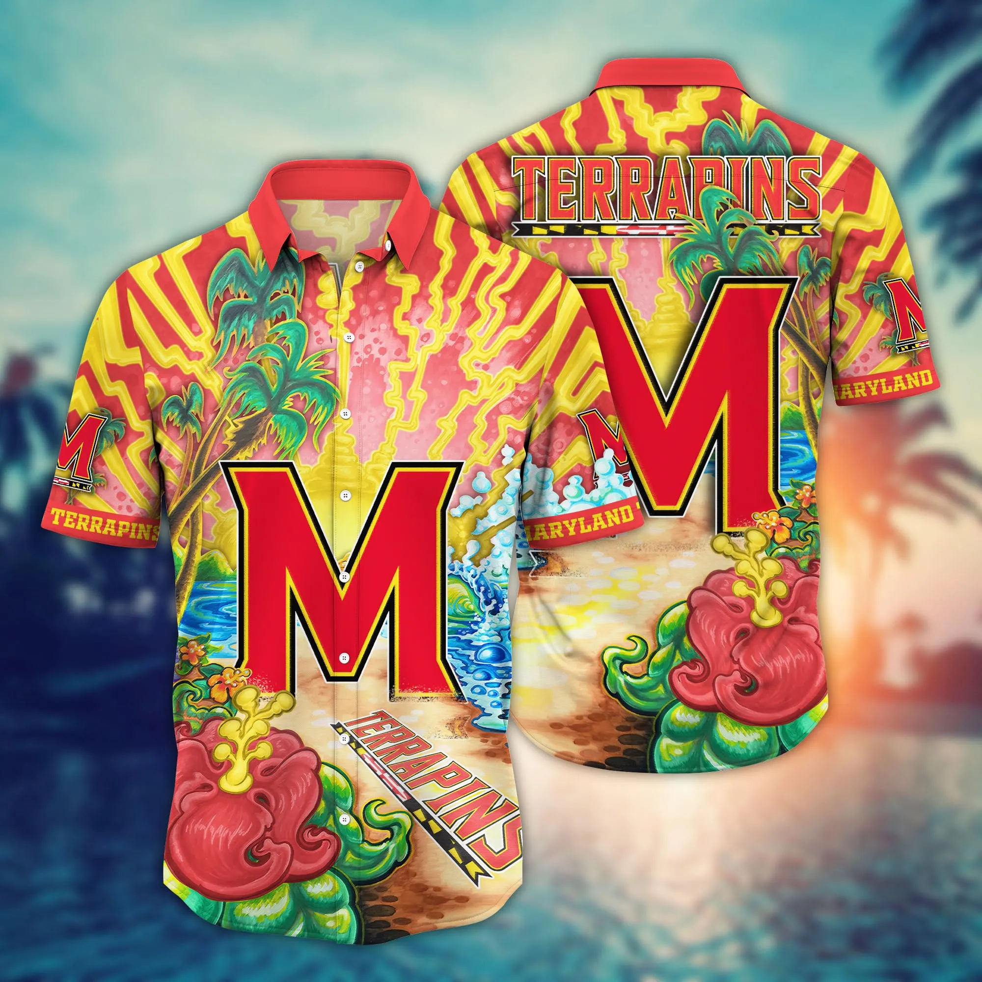 Maryland Terrapins NCAA Hawaiian Shirt Ice-Cold Drinkstime Aloha Shirt Maryland Terrapins NCAA Hawaiian Shirt Ice-Cold Drinkstime Aloha Shirt