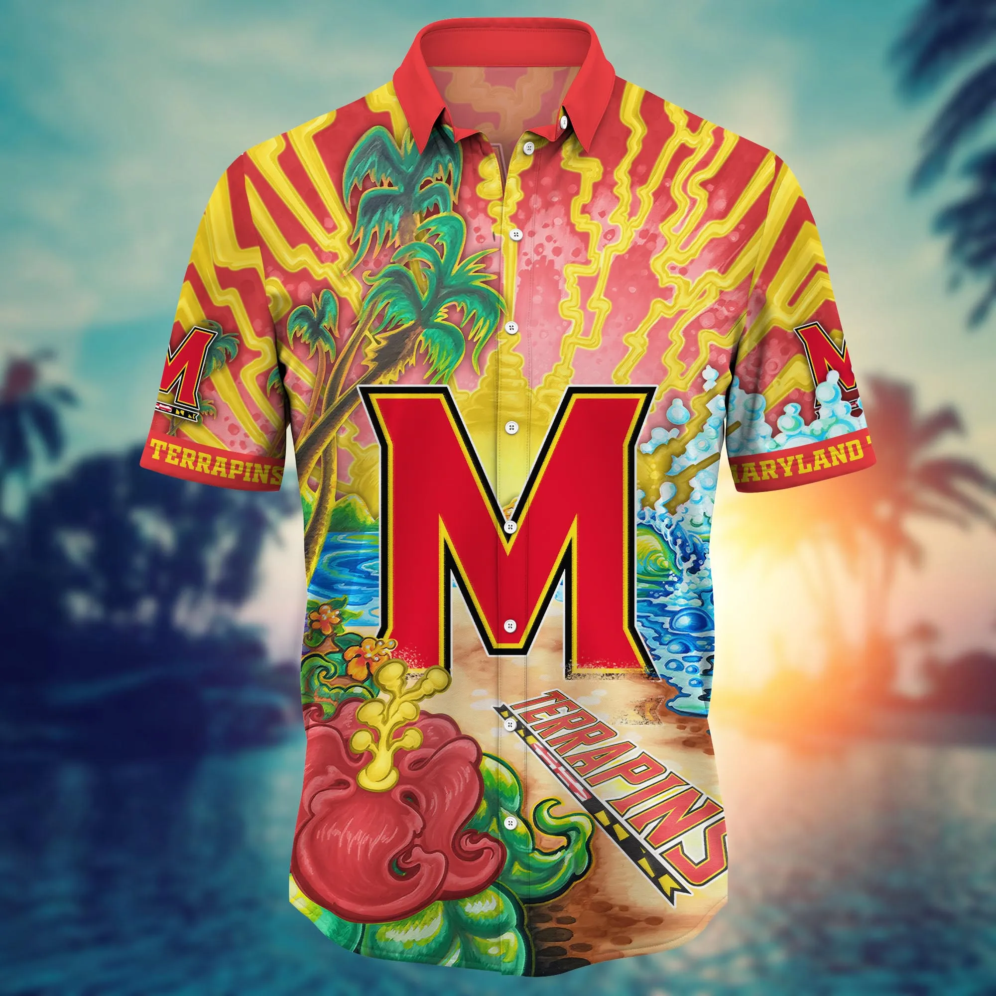Maryland Terrapins NCAA Hawaiian Shirt Ice-Cold Drinkstime Aloha Shirt