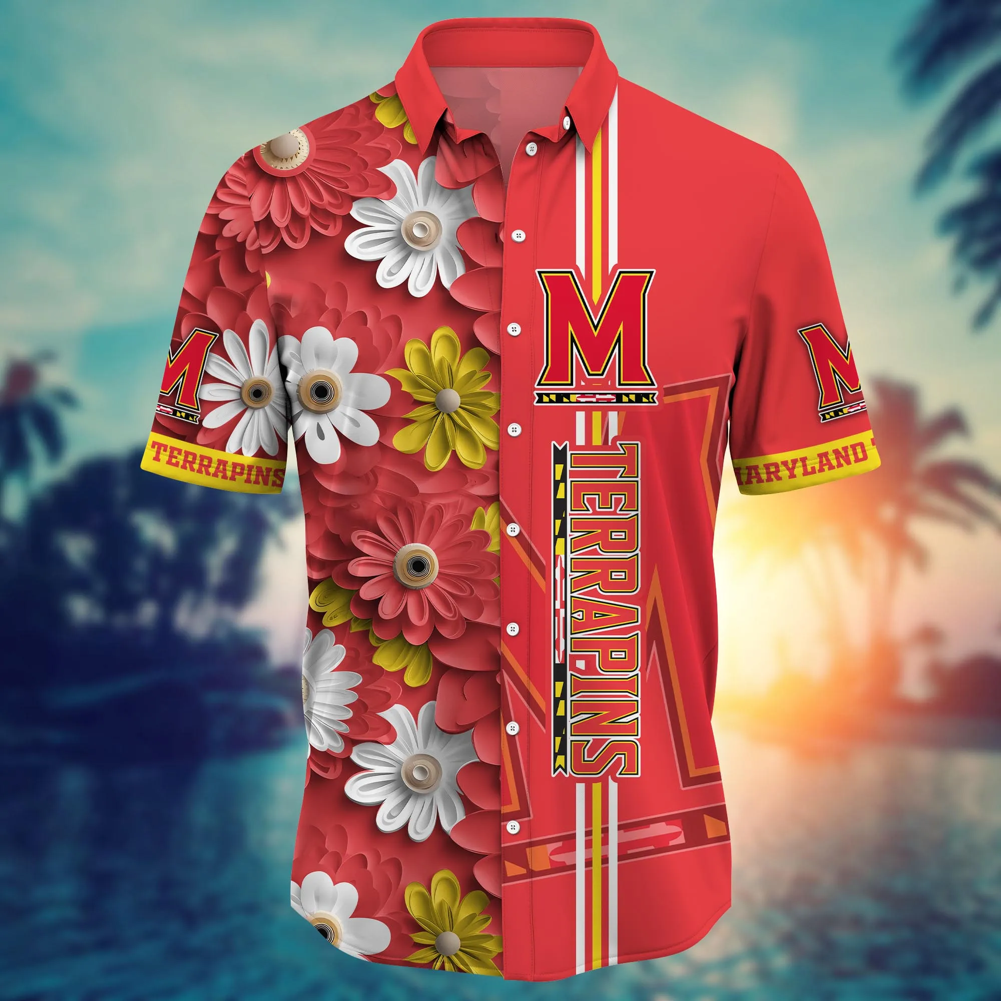 Maryland Terrapins NCAA Hawaiian Shirt Parasols Aloha Shirt