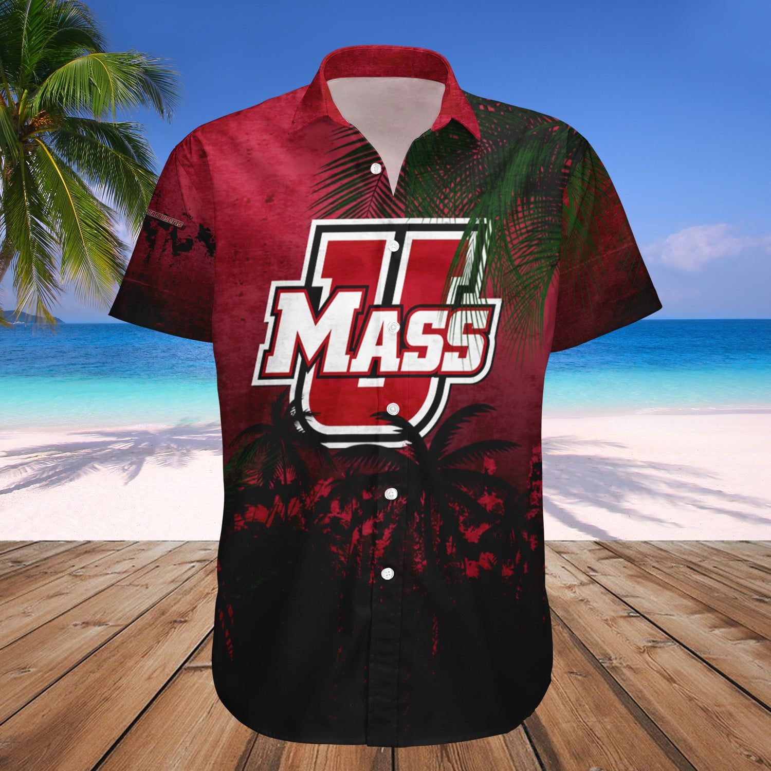 Massachusetts Minutemen Hawaii Shirt Coconut Tree Tropical Grunge – NCAA