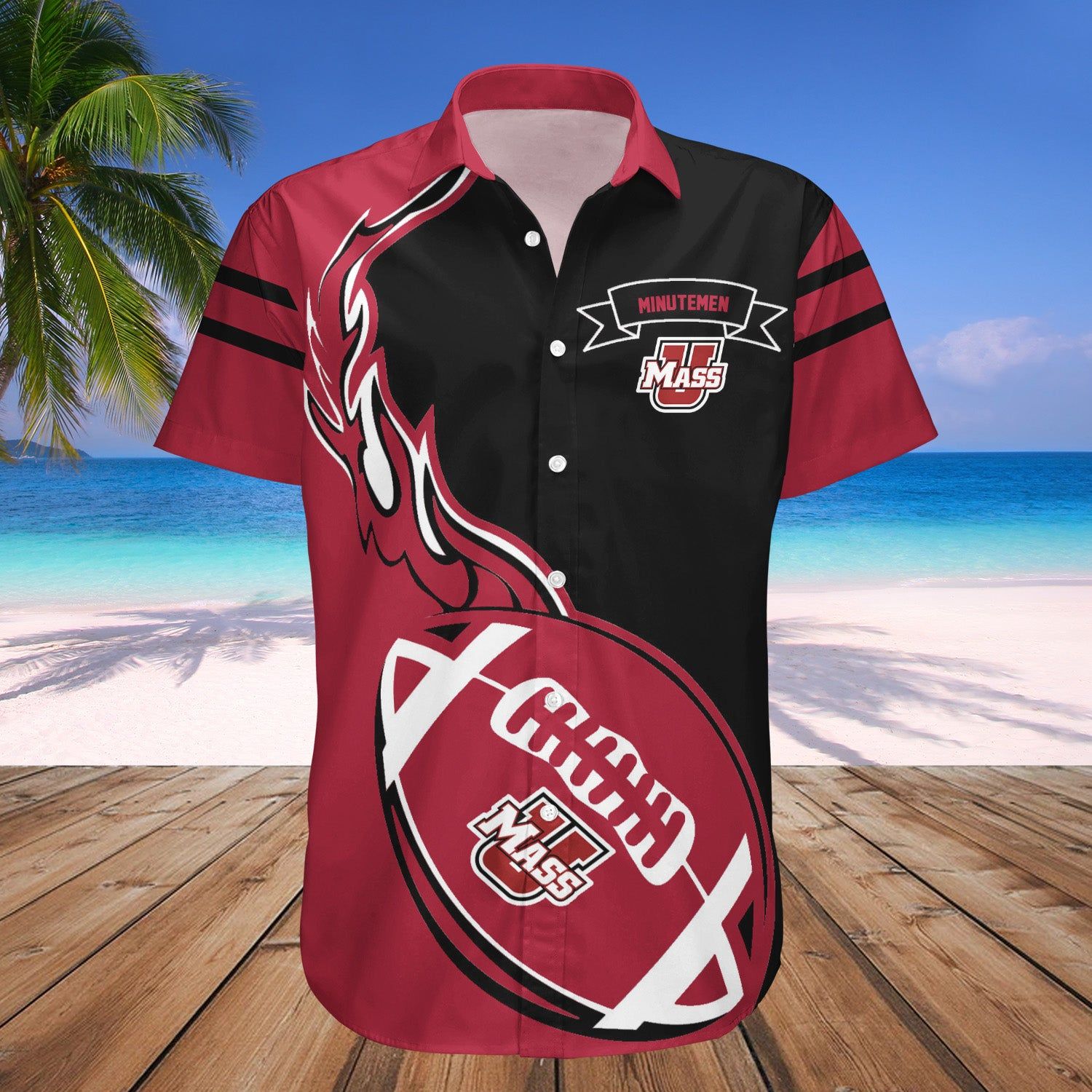 Massachusetts Minutemen Hawaii Shirt Flame Ball – NCAA