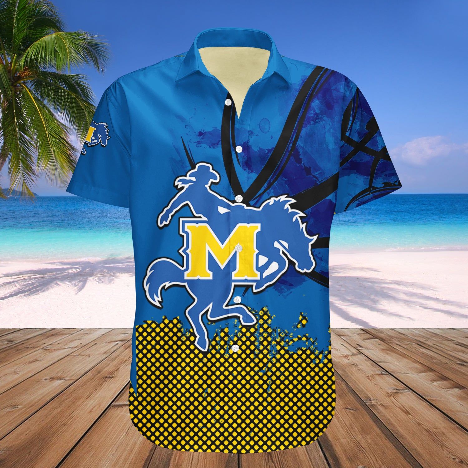 Mcneese State Cowboys Hawaii Shirt Basketball Net Grunge Pattern – NCAA