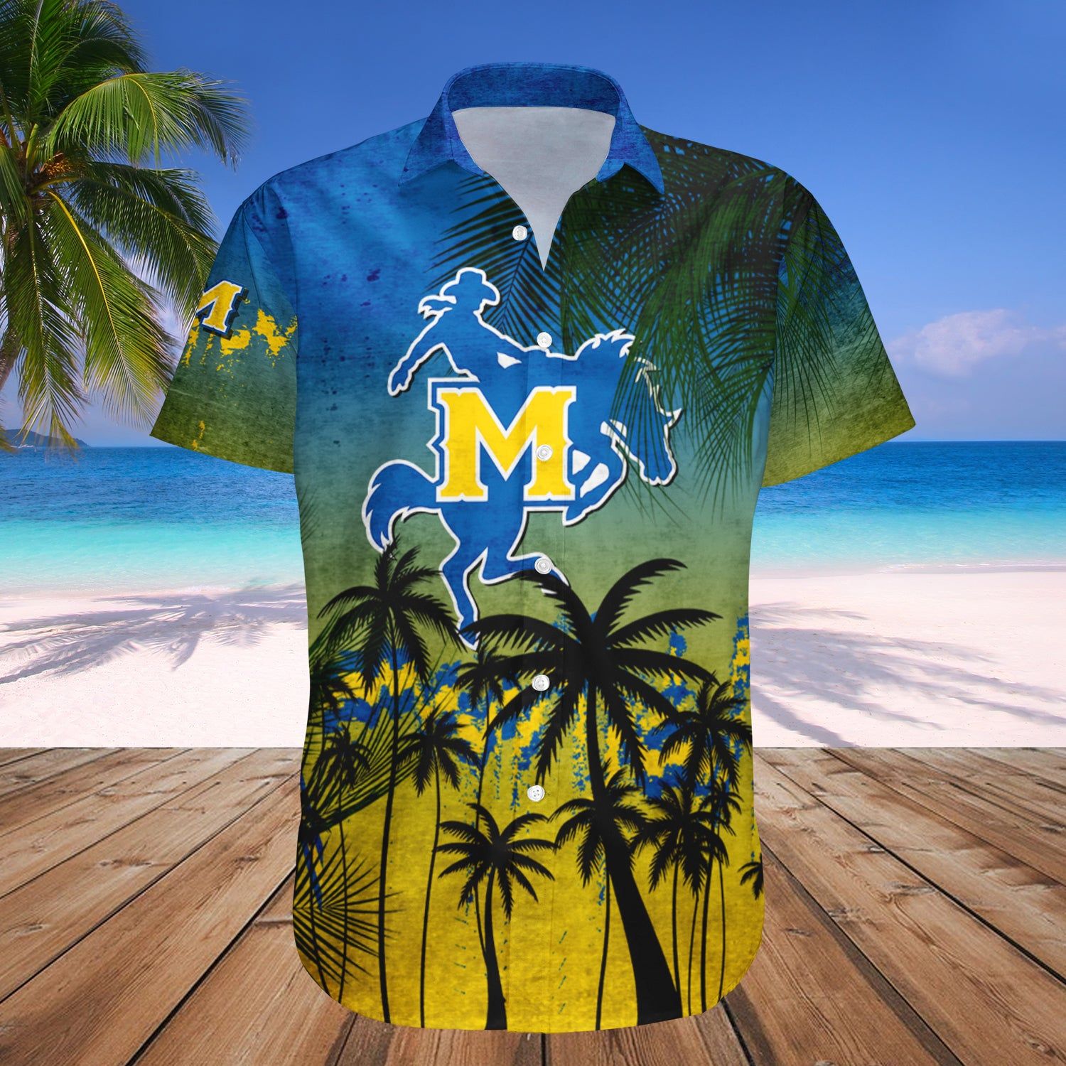 Mcneese State Cowboys Hawaii Shirt Coconut Tree Tropical Grunge – NCAA