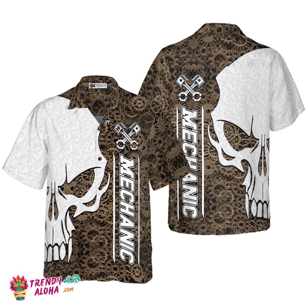 Mechanic Camo Pattern Skull Hawaiian Shirt Mechanic Camo Pattern Skull Hawaiian Shirt