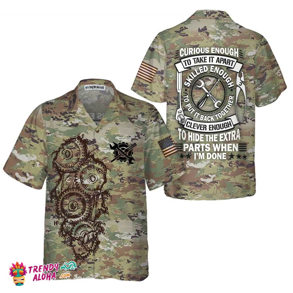 Mechanic Camouflage Hawaiian Shirt, Cool Camo Mechanic Shirt For Men, Best Mechanic Gift Mechanic Camouflage Hawaiian Shirt, Cool Camo Mechanic Shirt For Men, Best Mechanic Gift