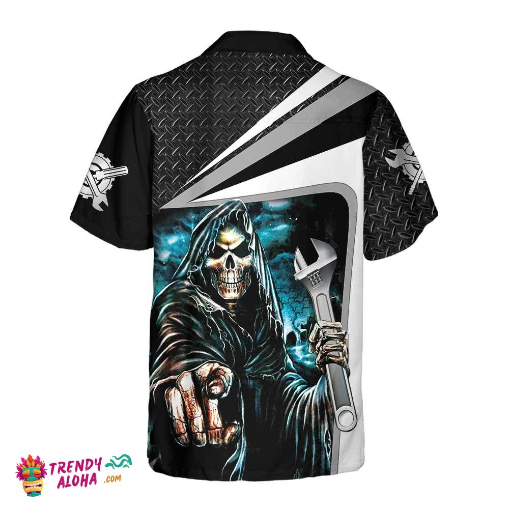 Mechanic Grim Reaper Mechanic Hawaiian Shirt, Cool Skull Mechanic Shirt For Men, Best Mechanic Gift Mechanic Grim Reaper Mechanic Hawaiian Shirt, Cool Skull Mechanic Shirt For Men, Best Mechanic Gift