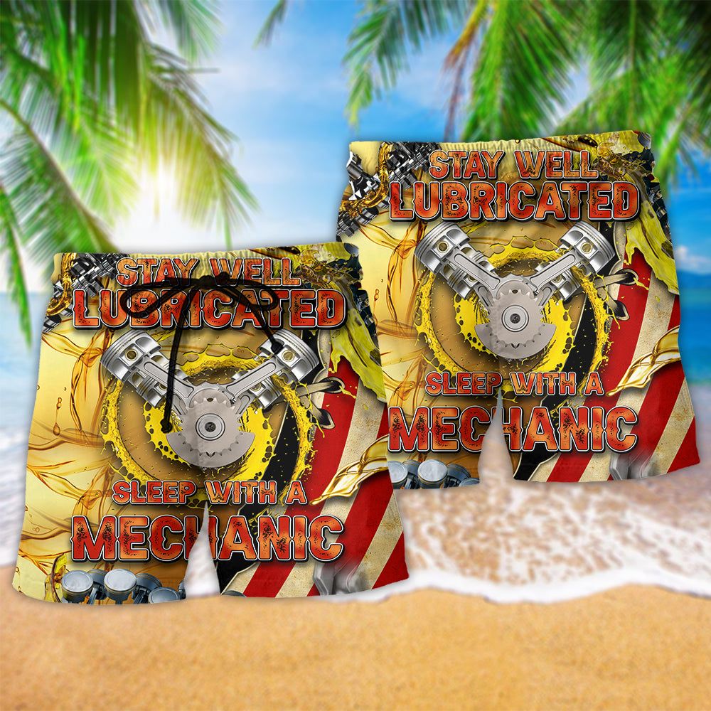 Mechanic Stay Well Lubricated Sleep With A Mechanic Trendy Aloha Hawaiian Beach Shorts